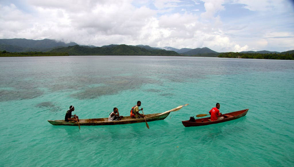 Solomon Islands People On Boat