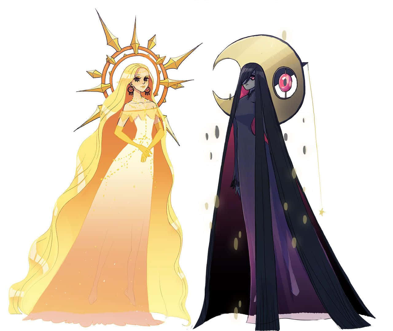 Solrock And Lunatone Human Form Fanart Background