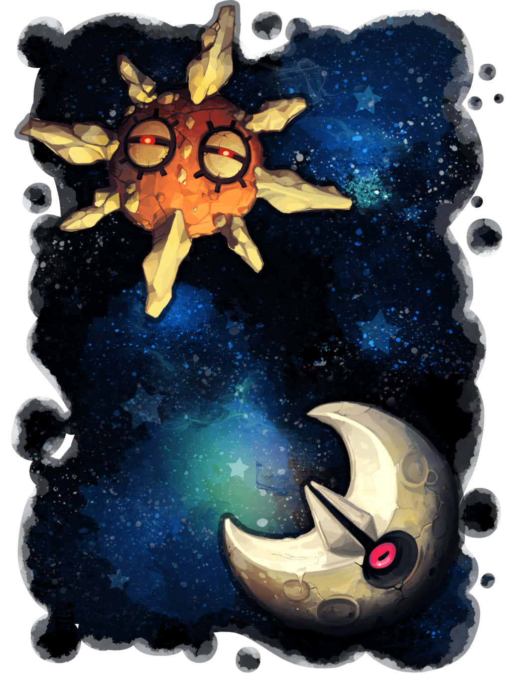 Solrock And Lunatone Space Pokemon Phone Background