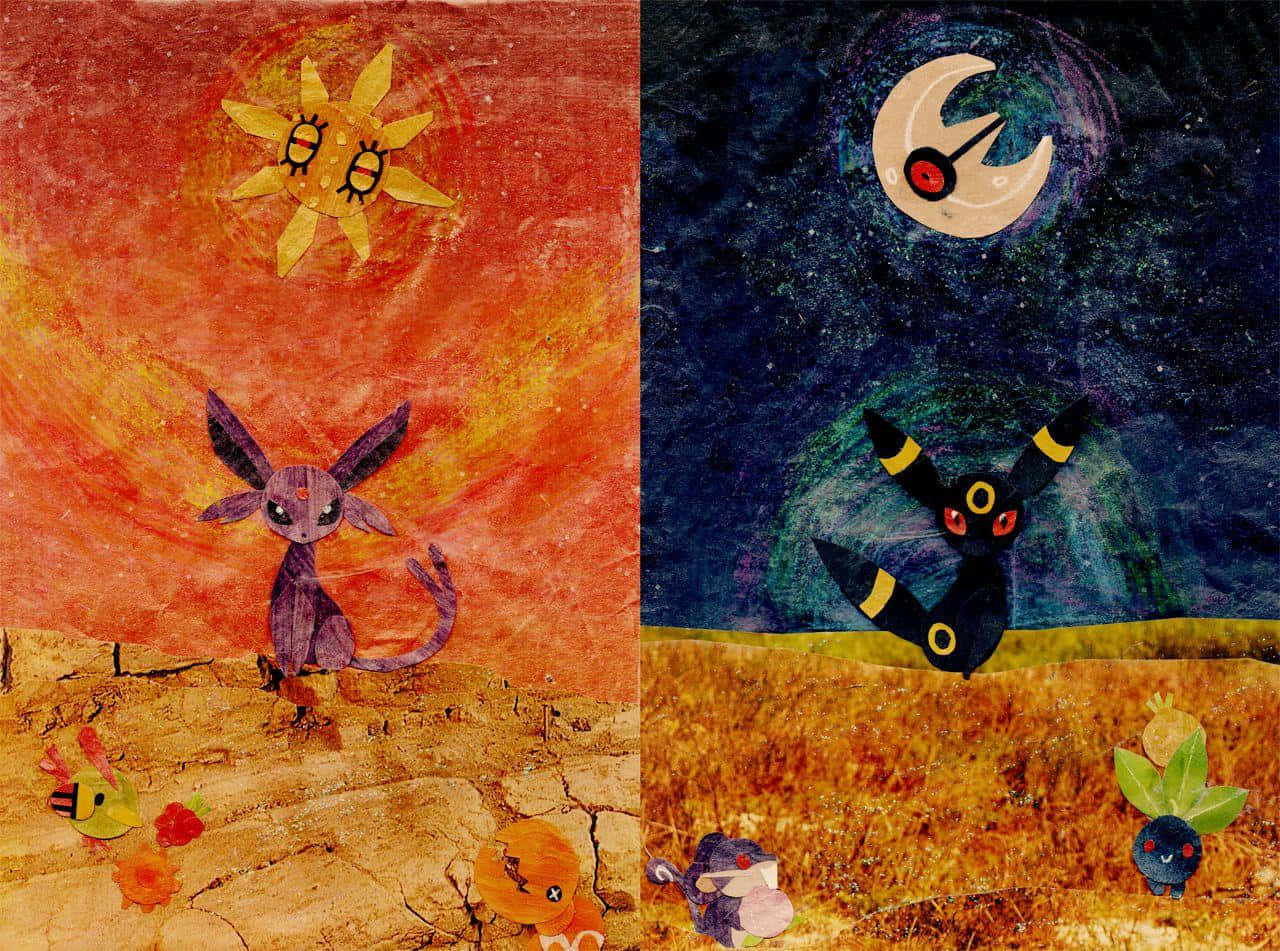Solrock Lunatone Espeon Umbreon Artwork Background