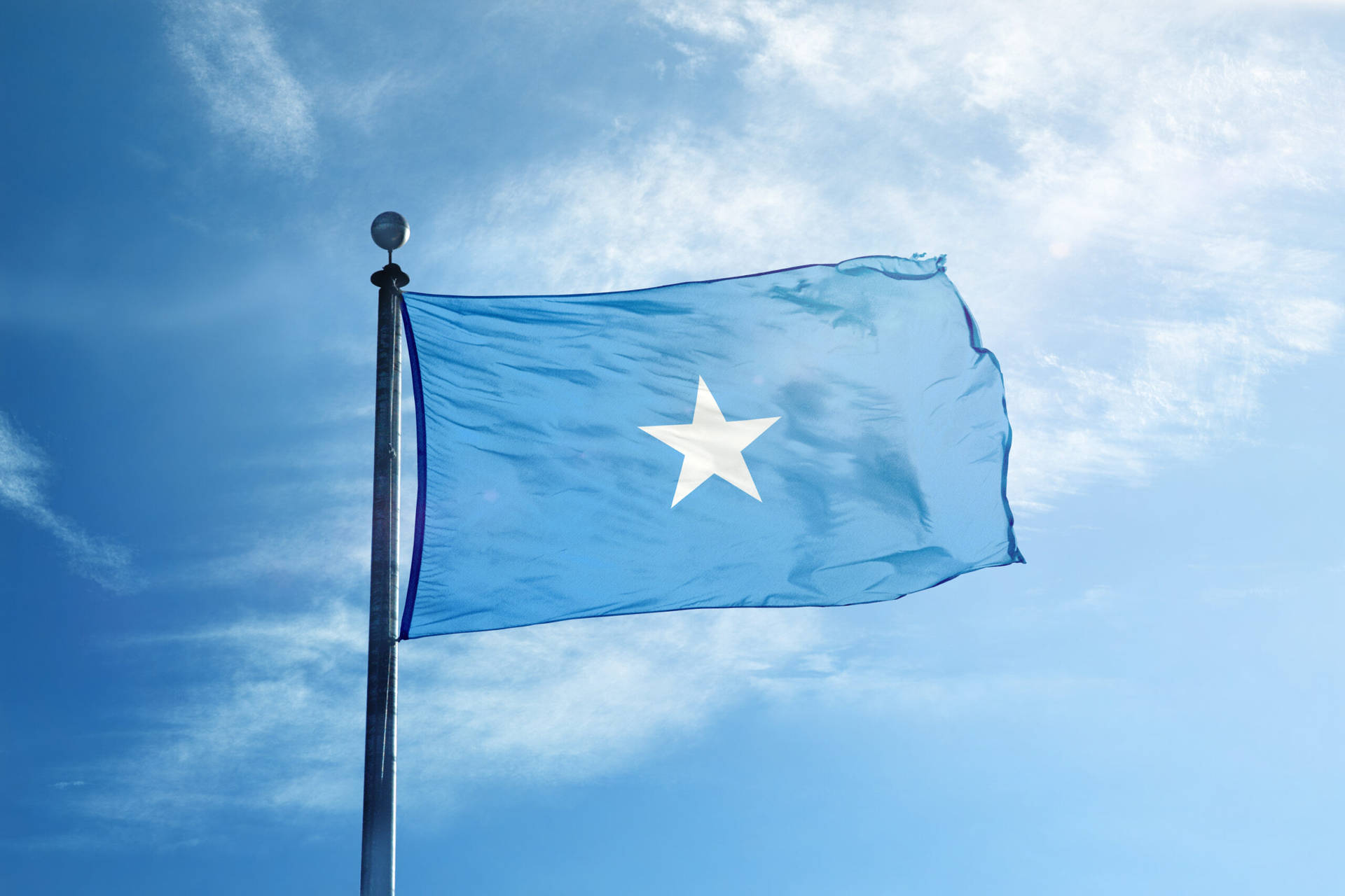 Somalia Flag In The Sky Background