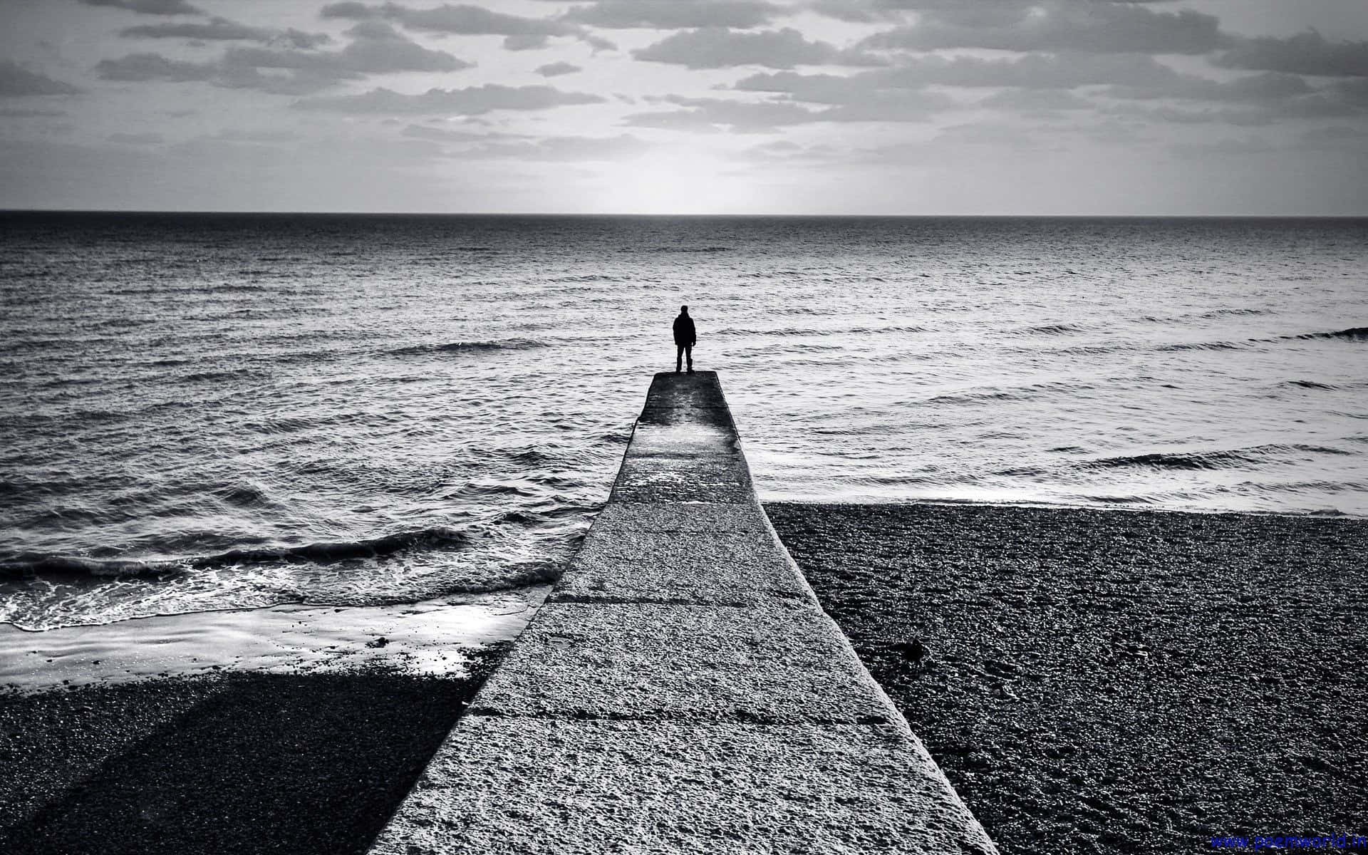 Somber And Empty Beach Background