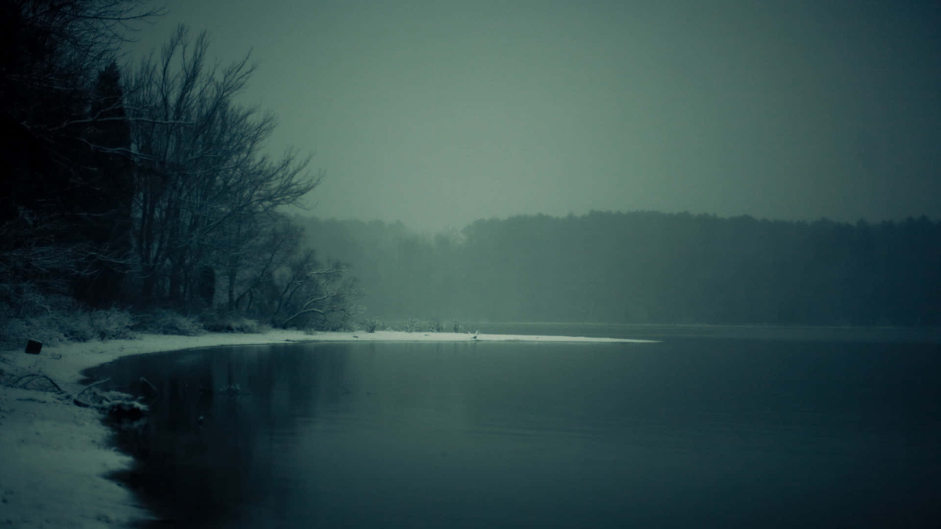 Somber And Starless Night In The Lake Background