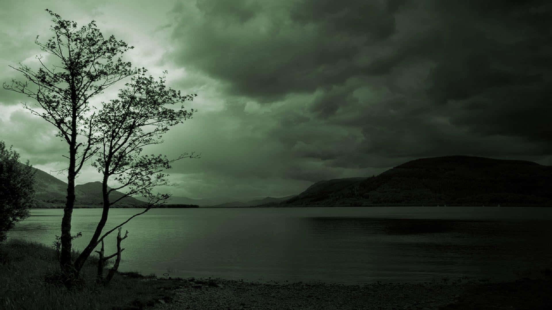 Somber Scene Beside The Lake Background