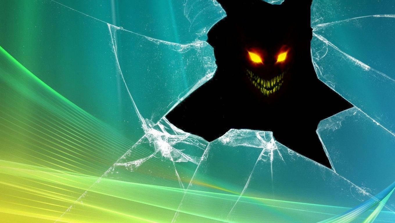 Something Went Wrong - Monster On Cracked Screen Background