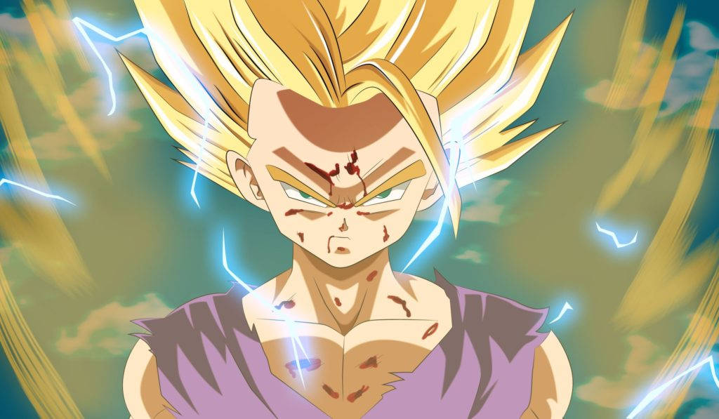 Son Gohan Bloody From A Fight Background