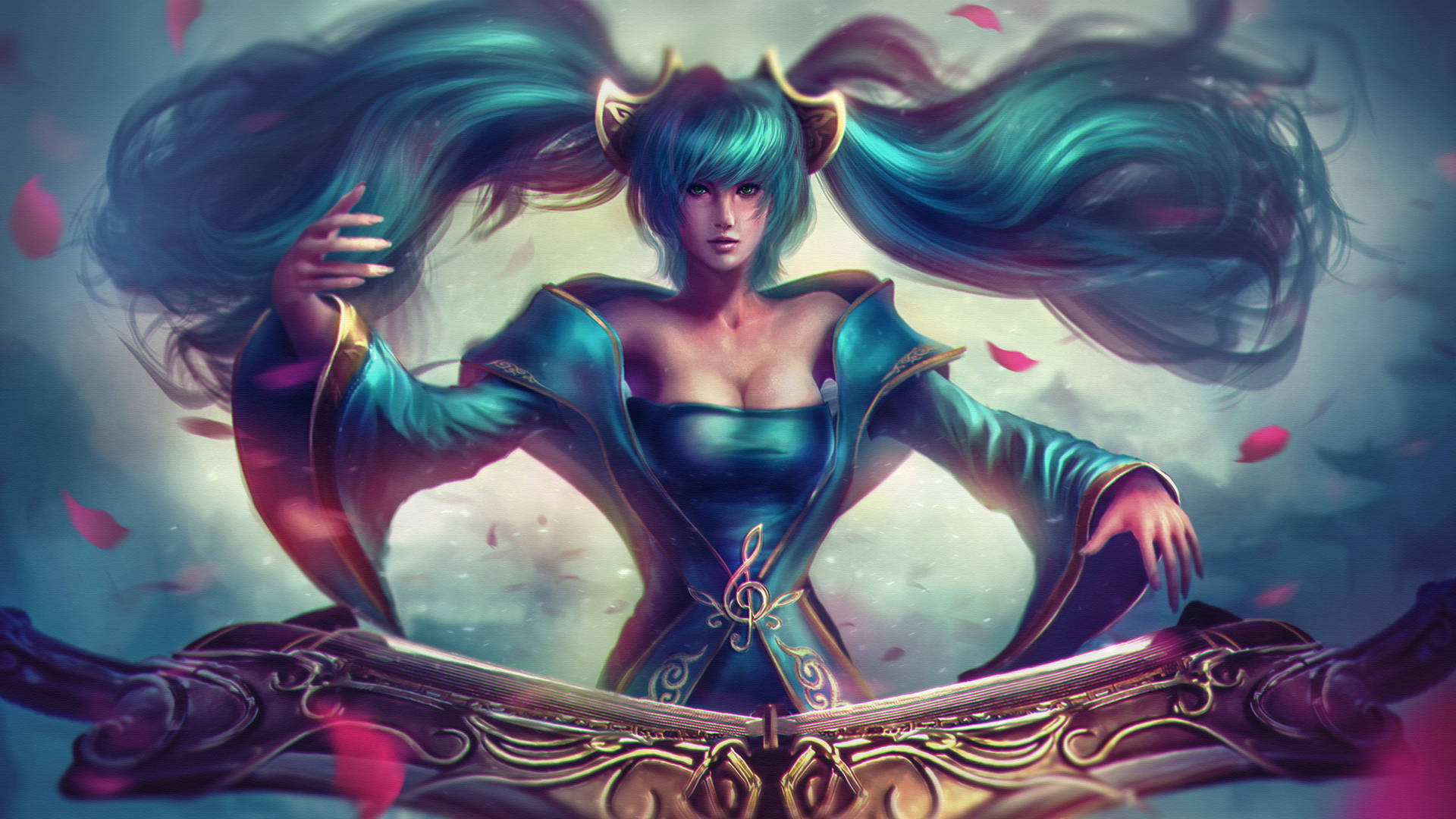 Sona Blue 4k League Of Legends Background