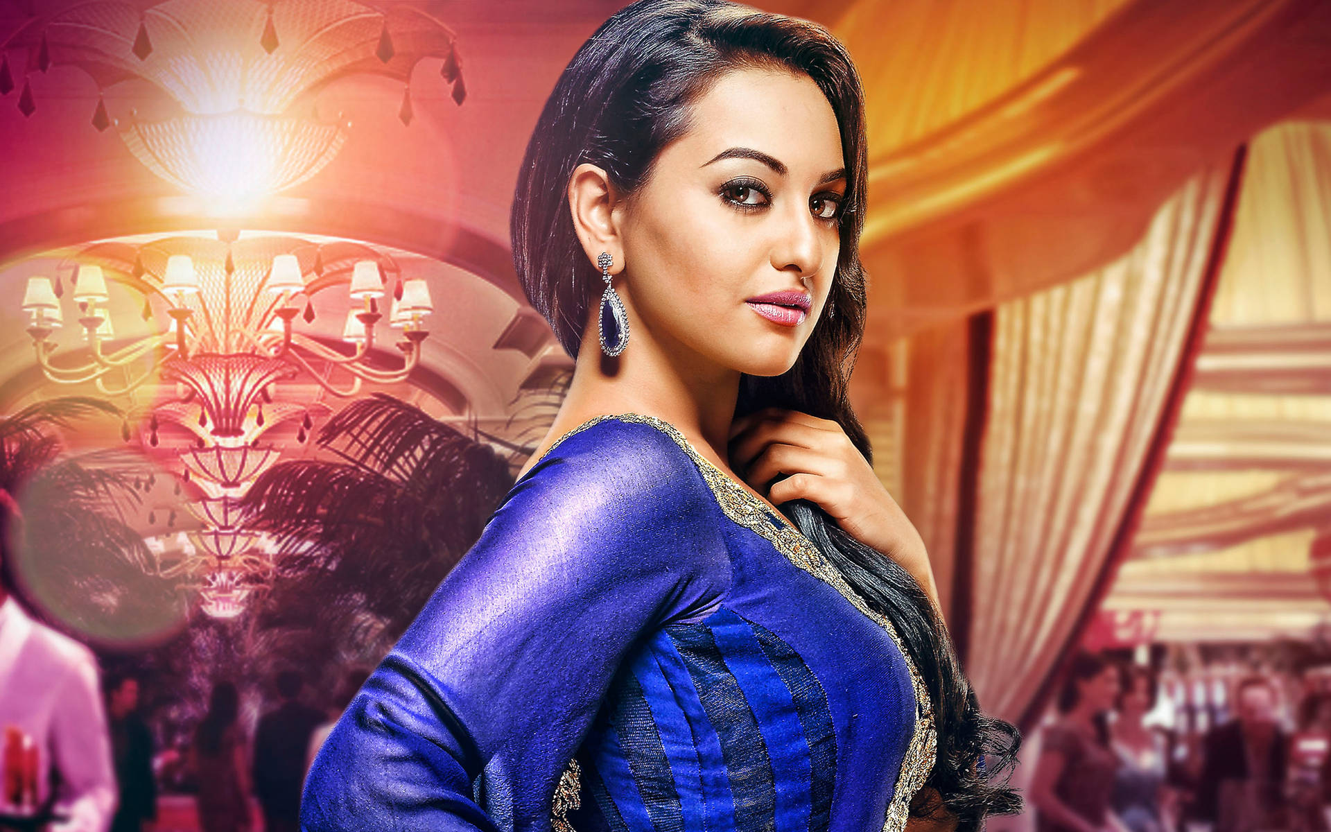 Sonakshi Sinha Purple Elegant Dress Background