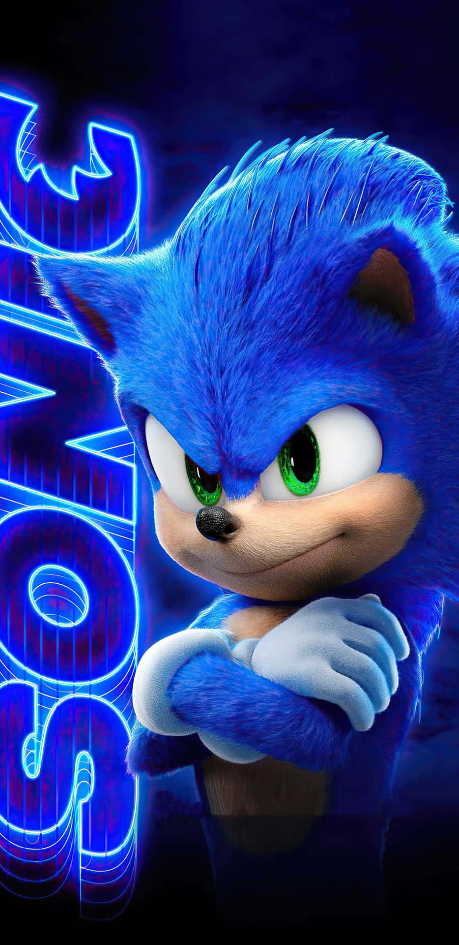 Sonic 2 Hd Neon Blue Poster Background