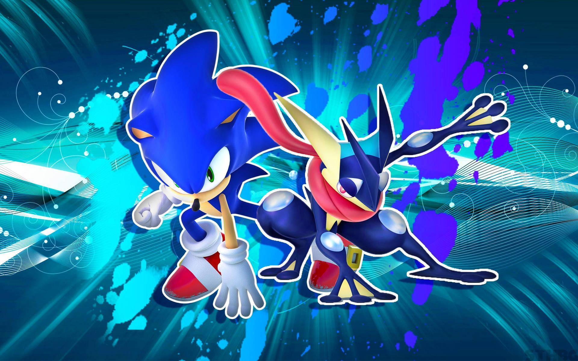 Sonic And Greninja Working Together Background