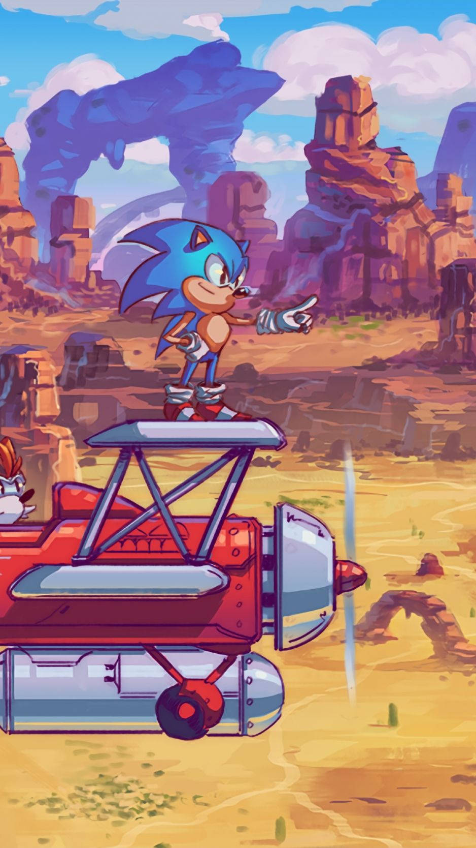 Sonic And Miles Prower In Video Game Background