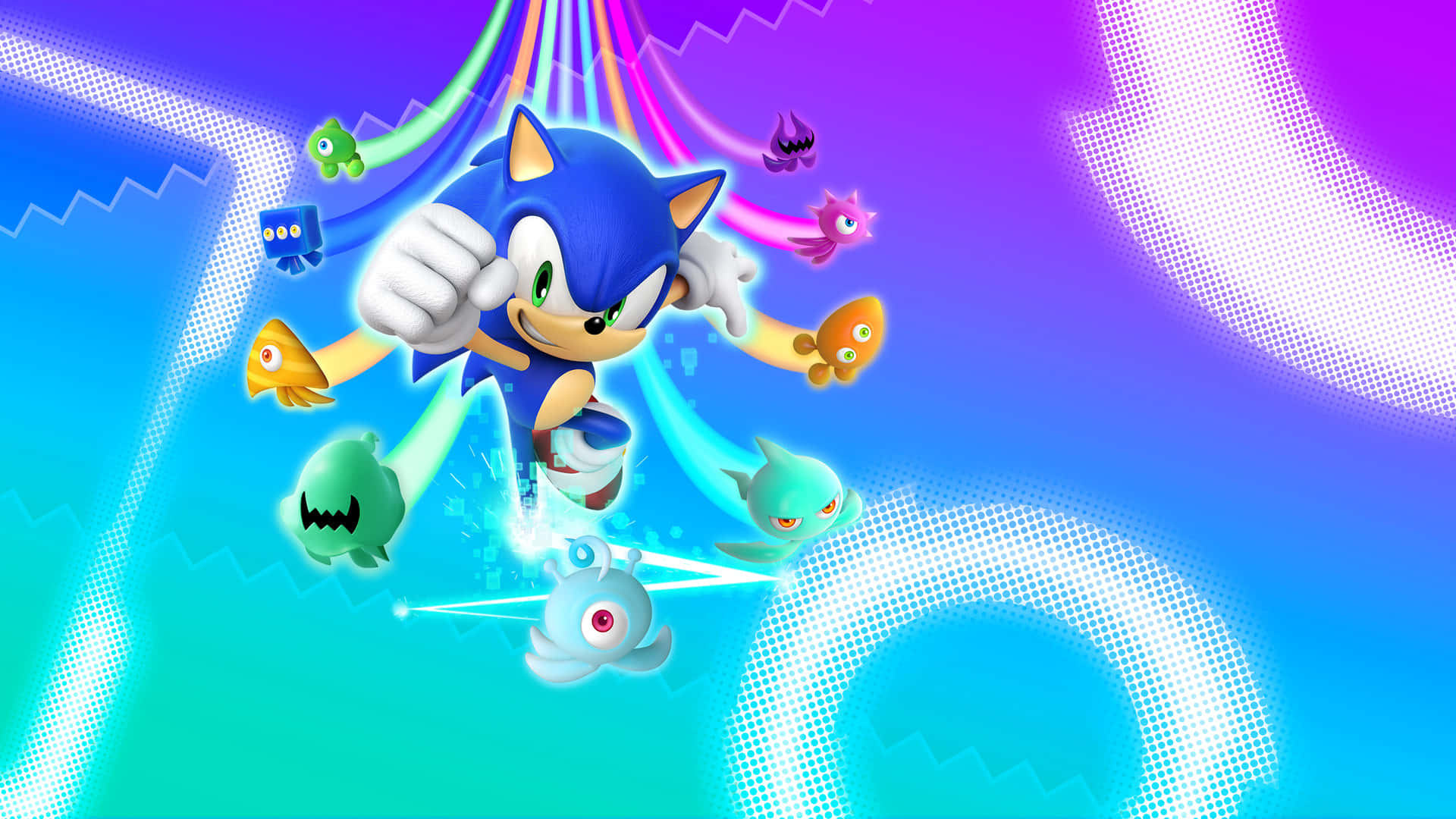 Sonic Colorfully Races Through The Sky In Sonic Colors Background