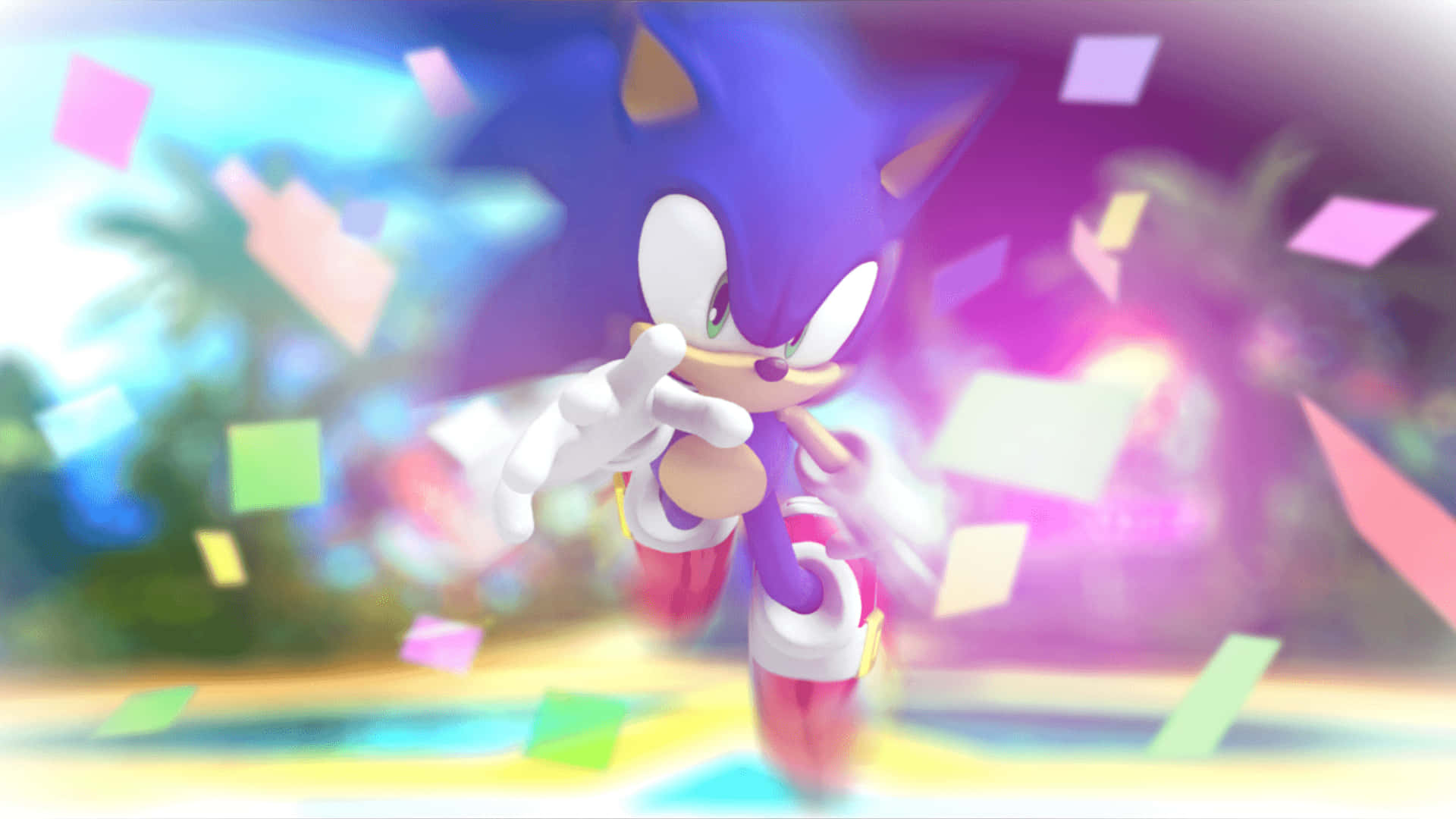 Sonic Colors With Confetti Background