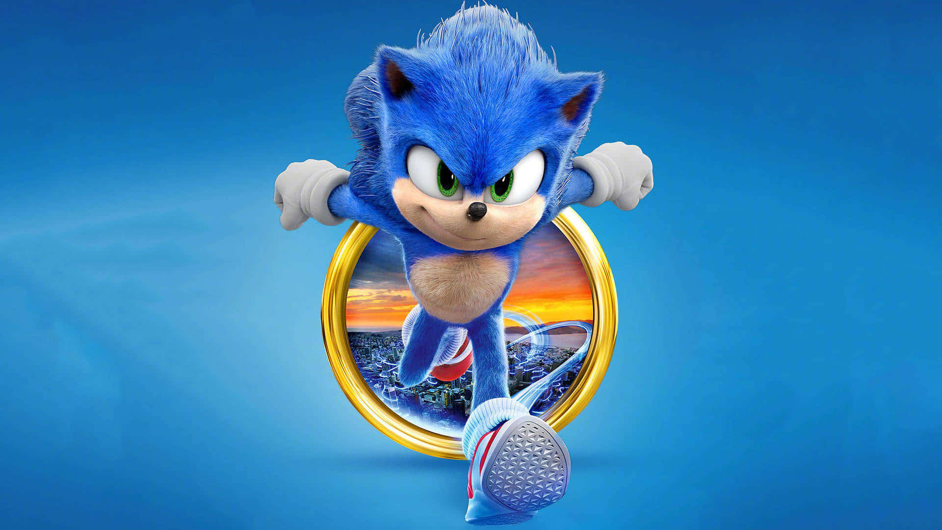 Sonic Passing Through A Round Portal Background
