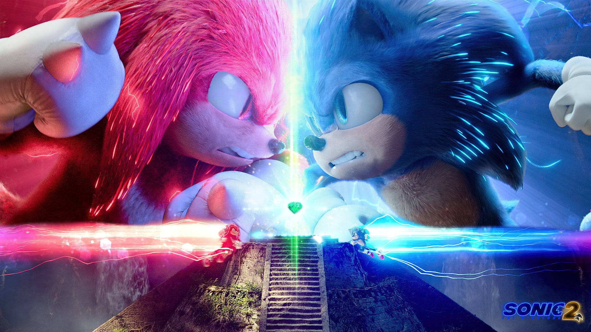 Sonic The Hedgehog Against Knuckles Background