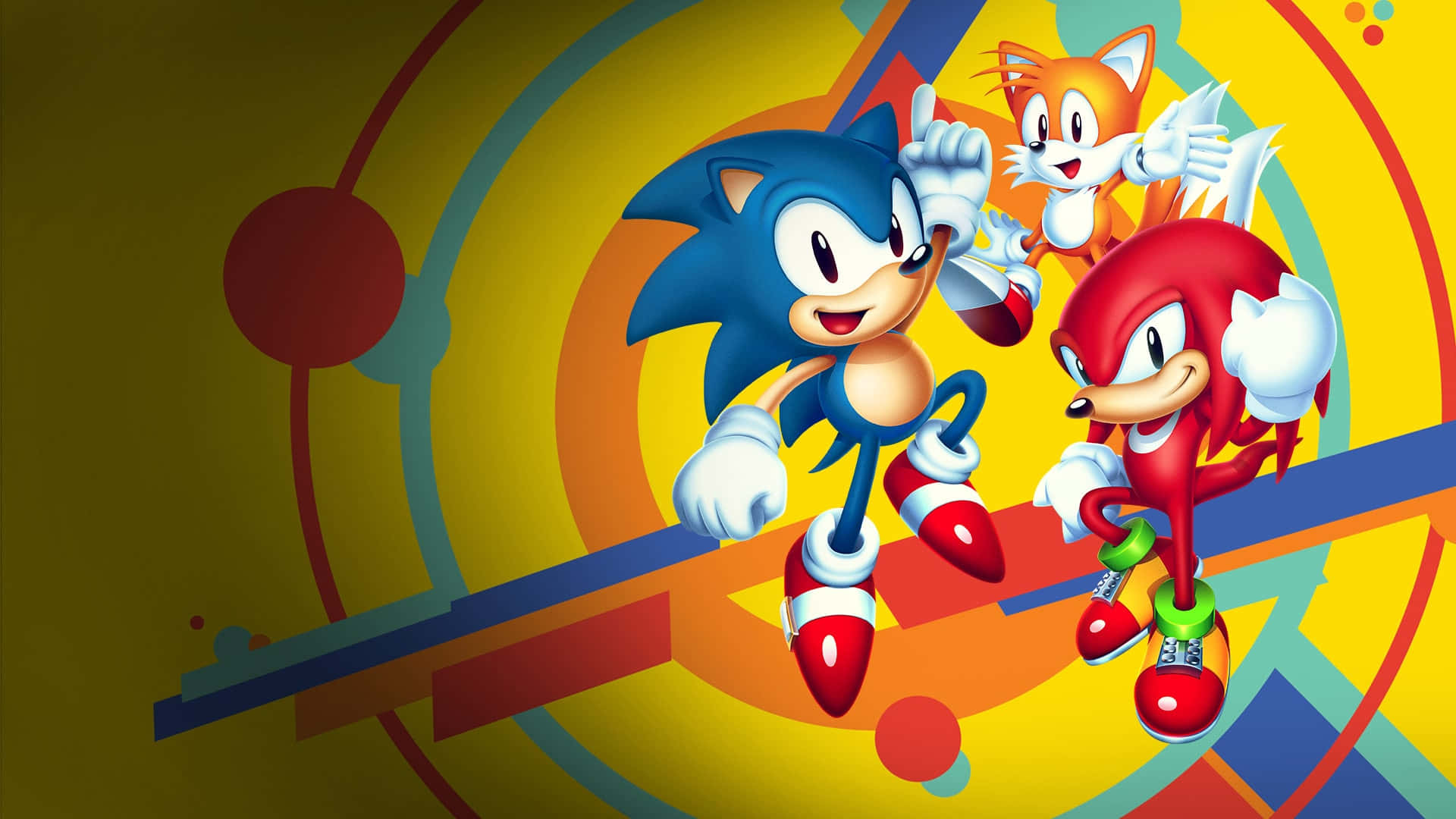 Sonic The Hedgehog And His Friends Are Standing On A Colorful Background Background