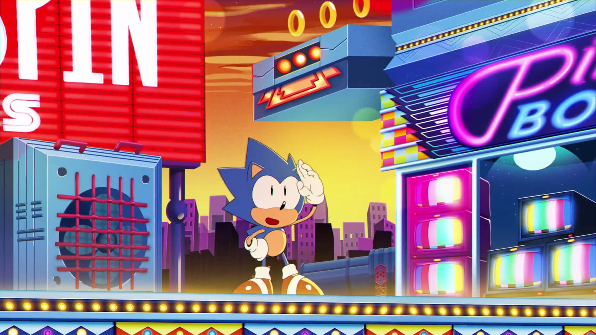 Sonic The Hedgehog In Sonic Mania Background