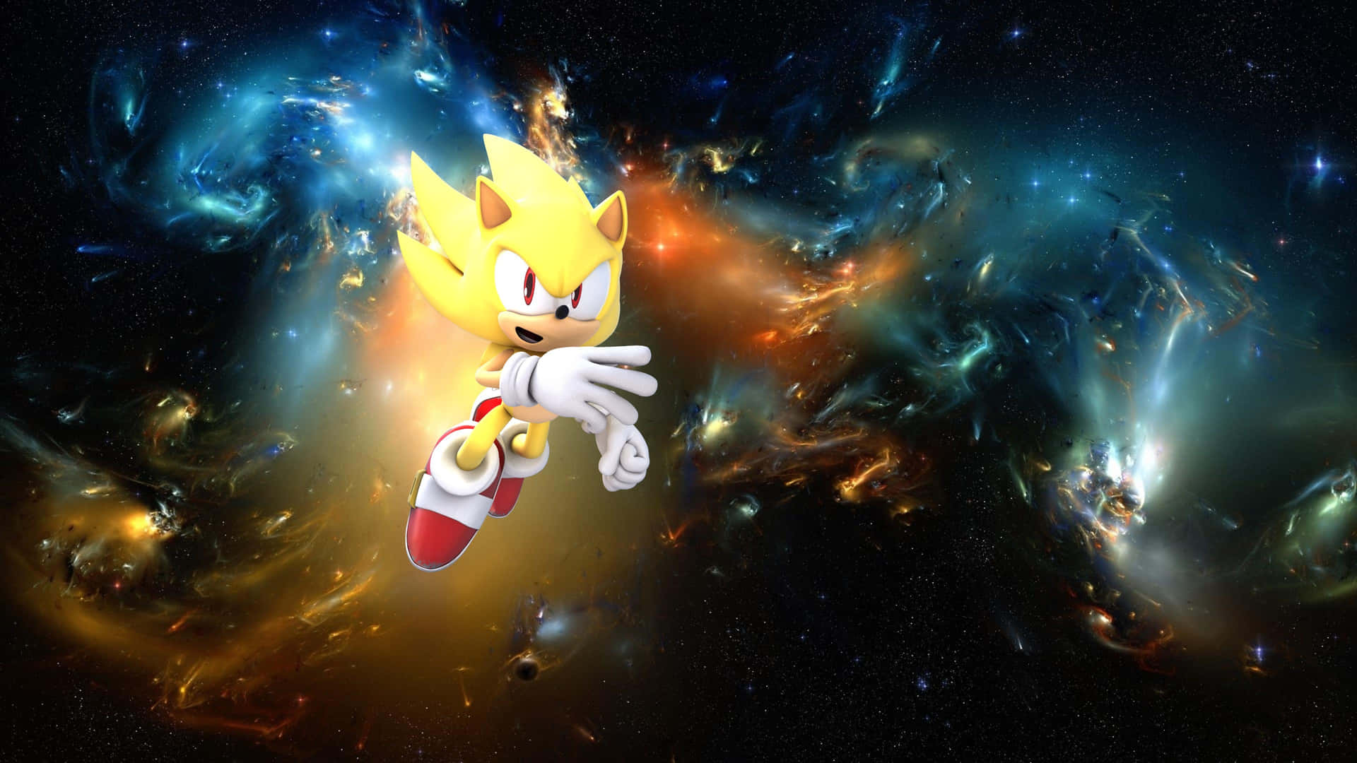Sonic The Hedgehog In Space With A Galaxy Background Background