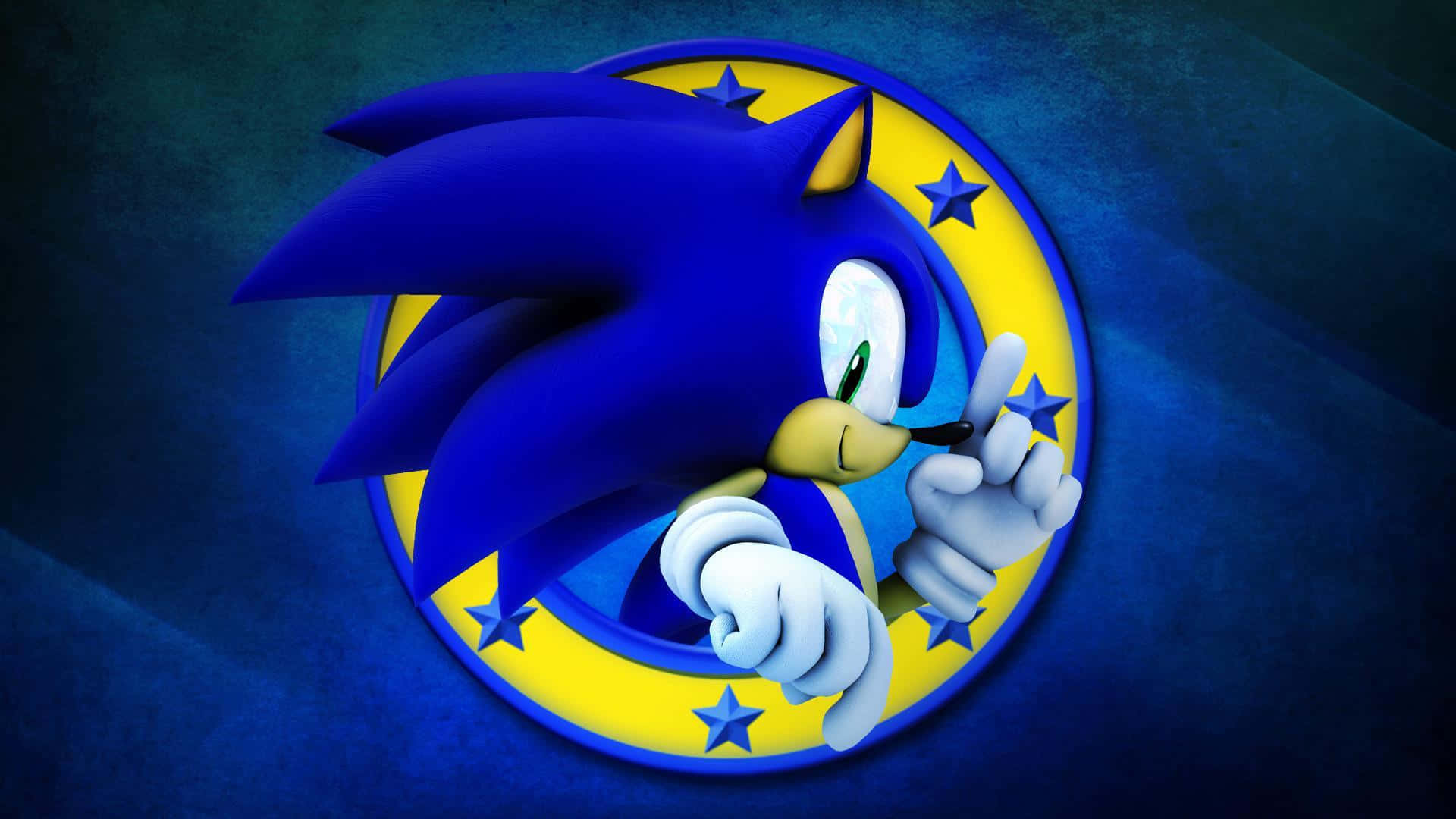 Sonic The Hedgehog Logo On A Blue Background Background