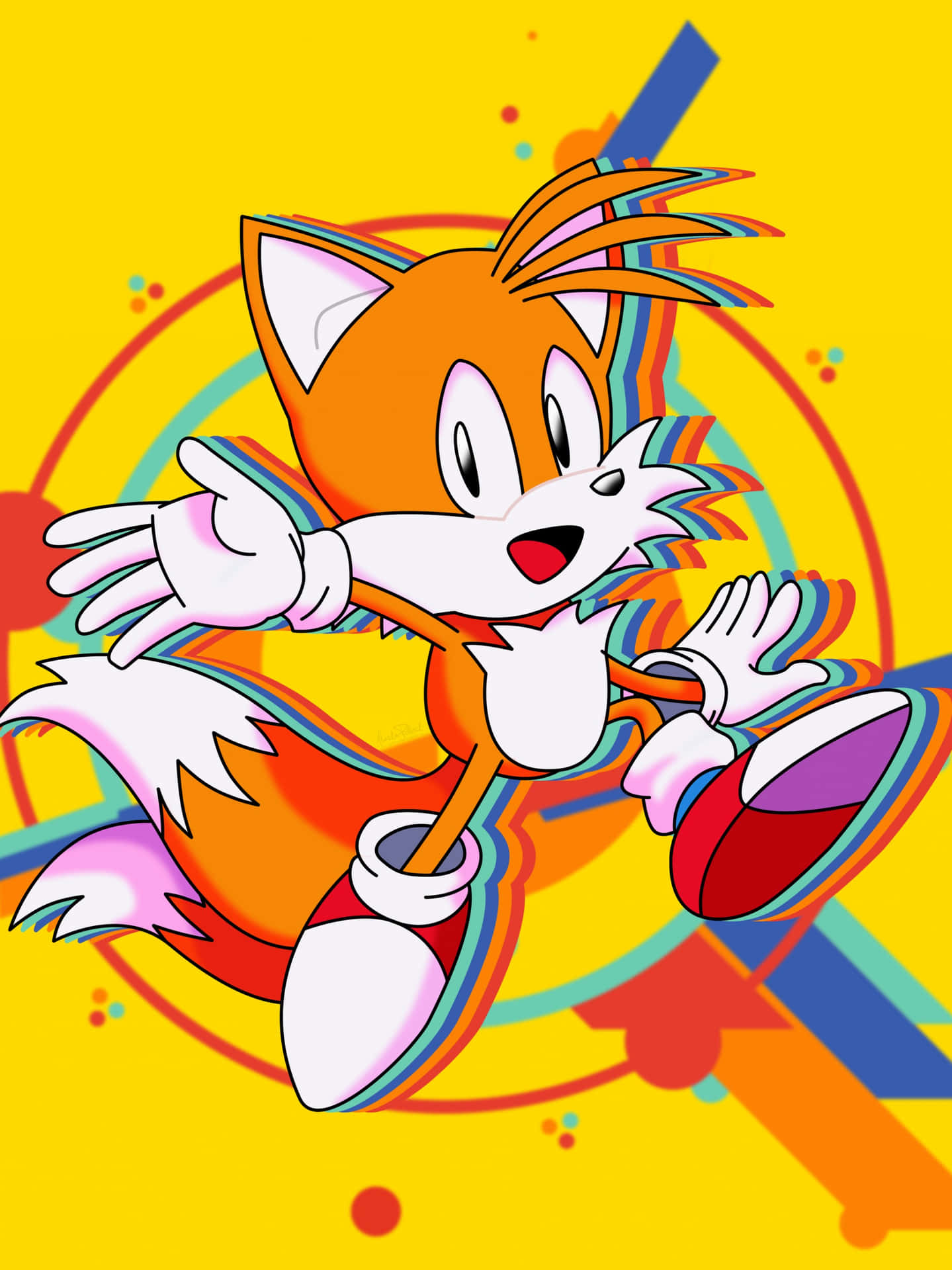 Sonic The Hedgehog On A Colorful Background Background