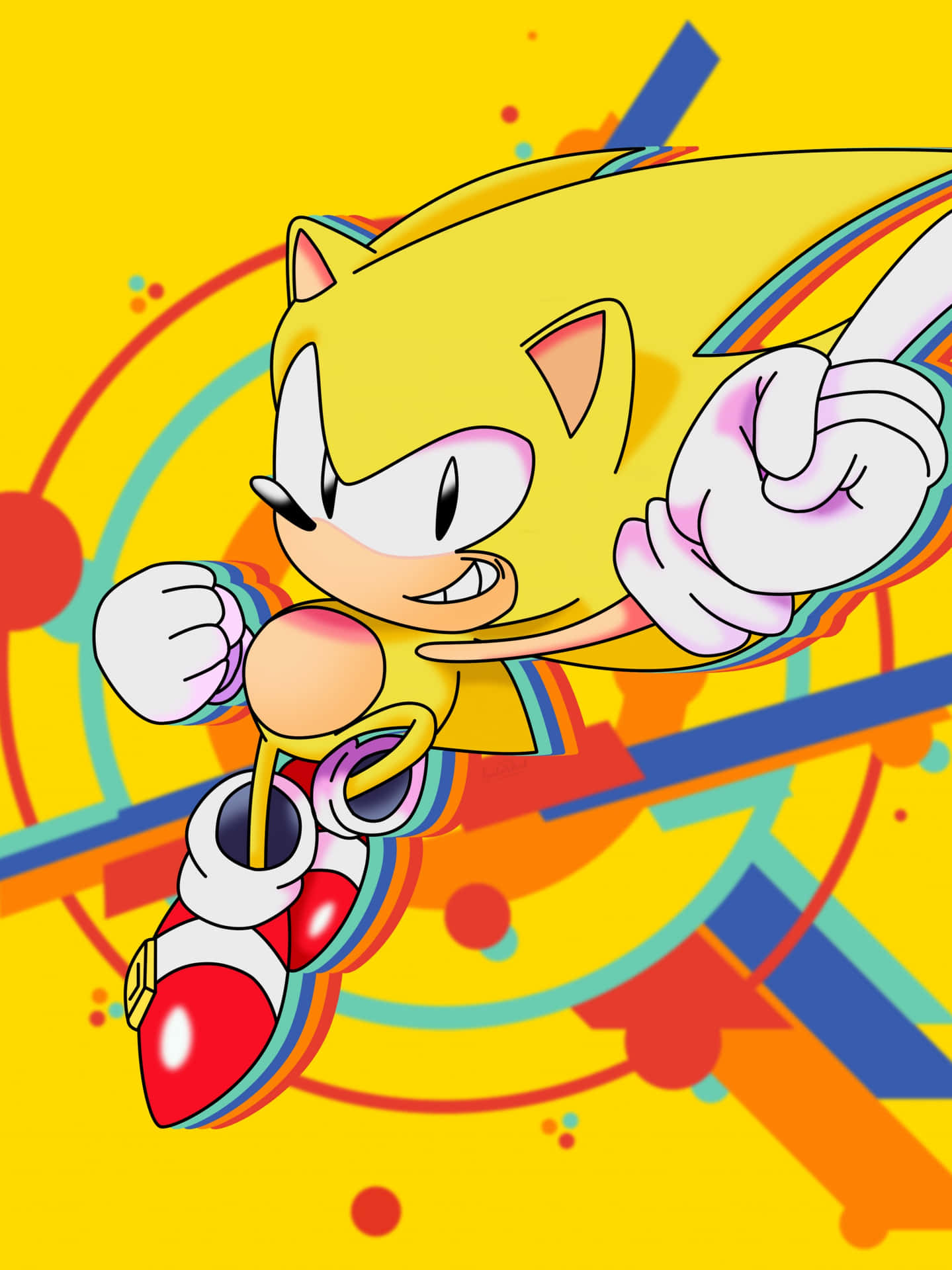 Sonic The Hedgehog On A Colorful Background Background