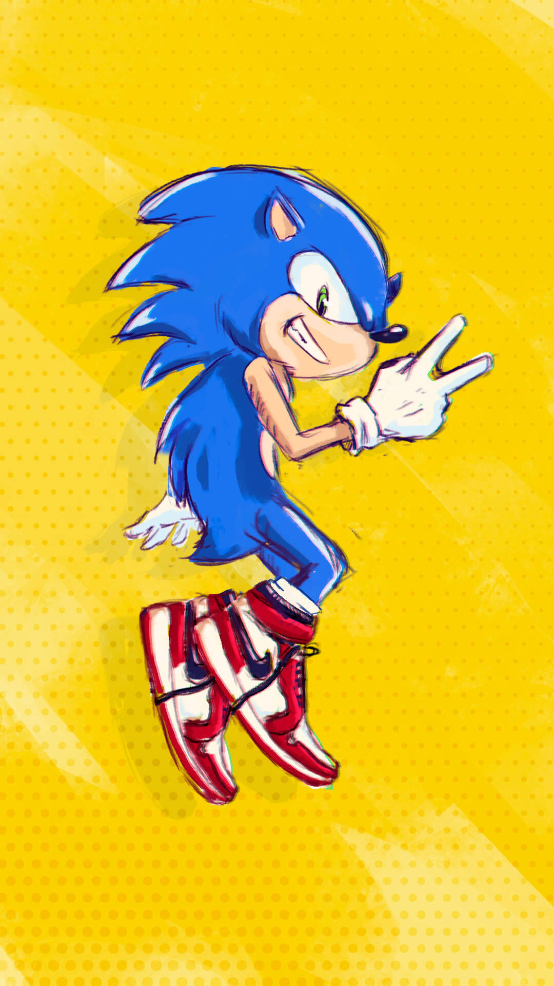 Sonic The Hedgehog On A Yellow Background Background