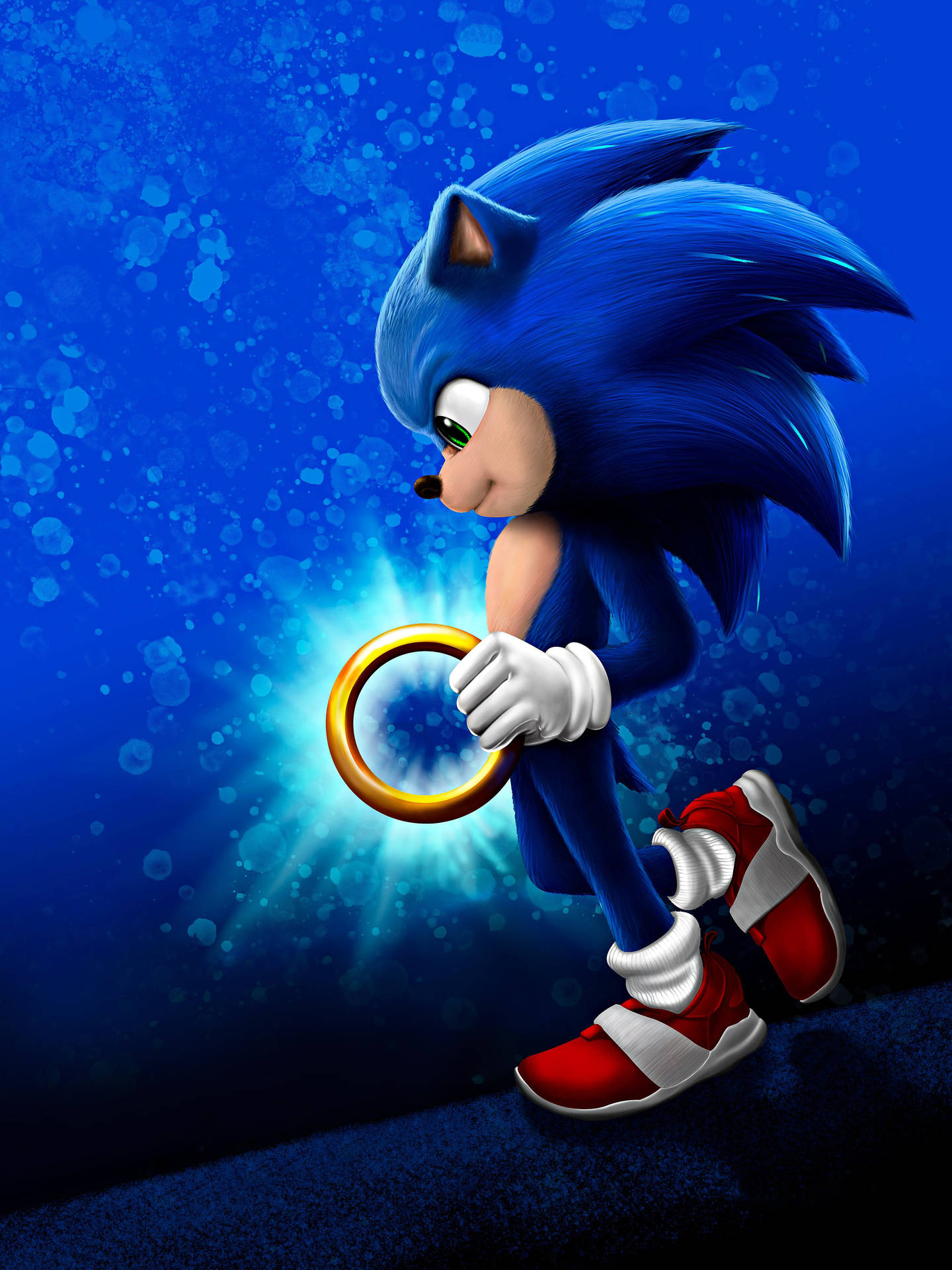 Sonic The Hedgehog With A Glowing Ring Background