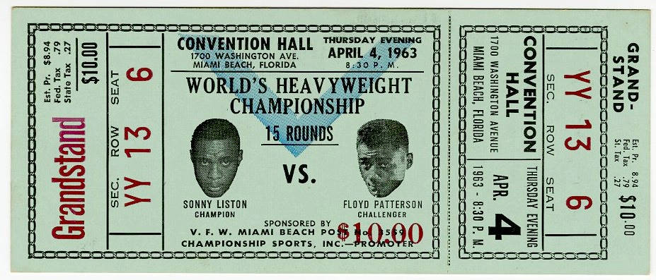 Sonny Liston Boxing Match Ticket Background