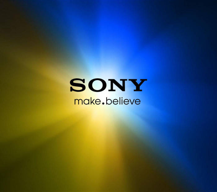 Sony Logo Blue And Yellow Background Background