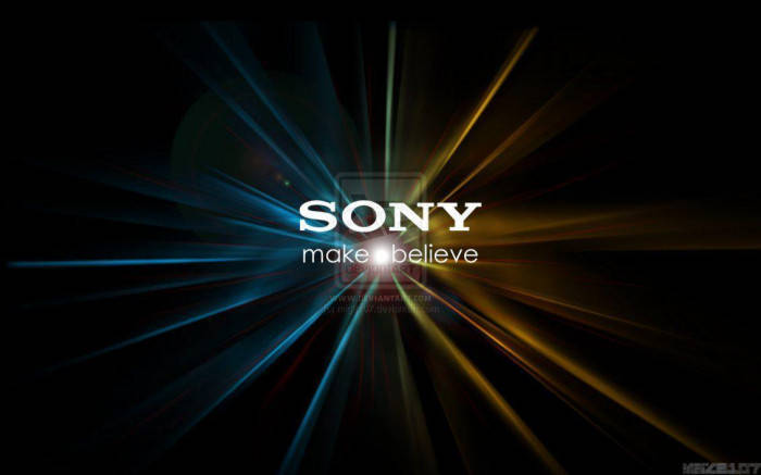 Sony Logo Blue And Yellow Spikes Background