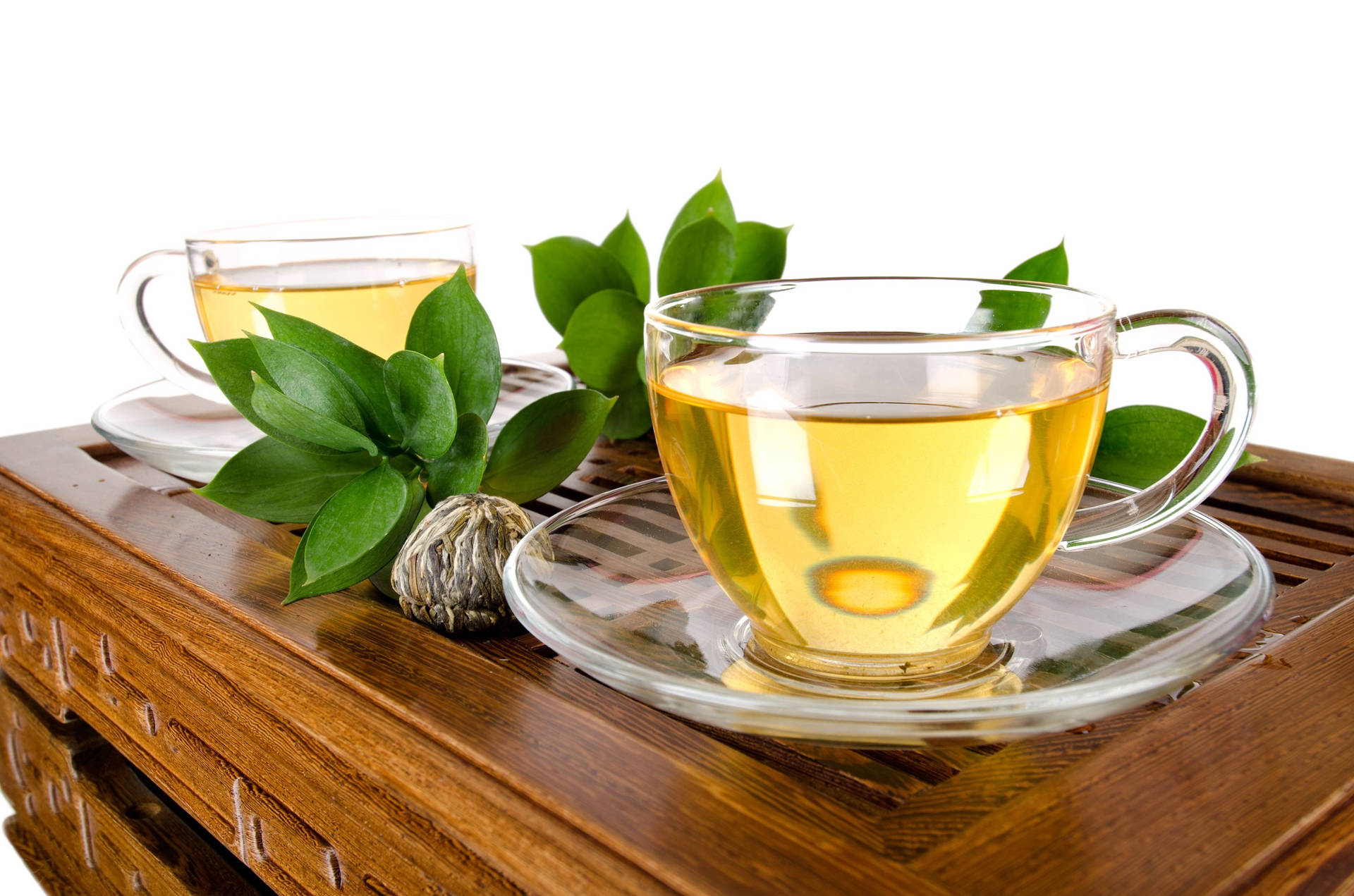 Soothing Cup Of Tea In Clear Glass Background