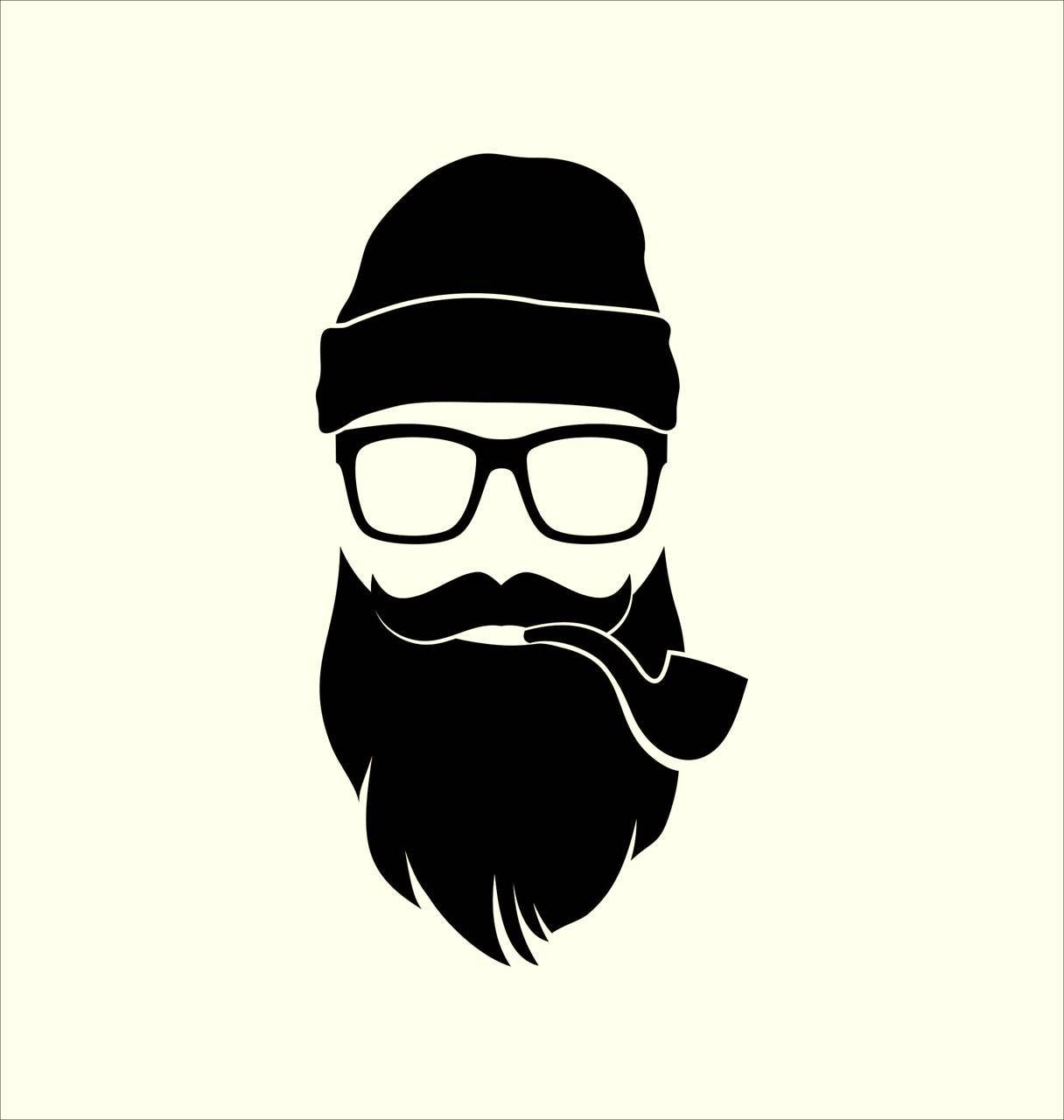Sophisticated Long Beard Logo With Smoking Pipe