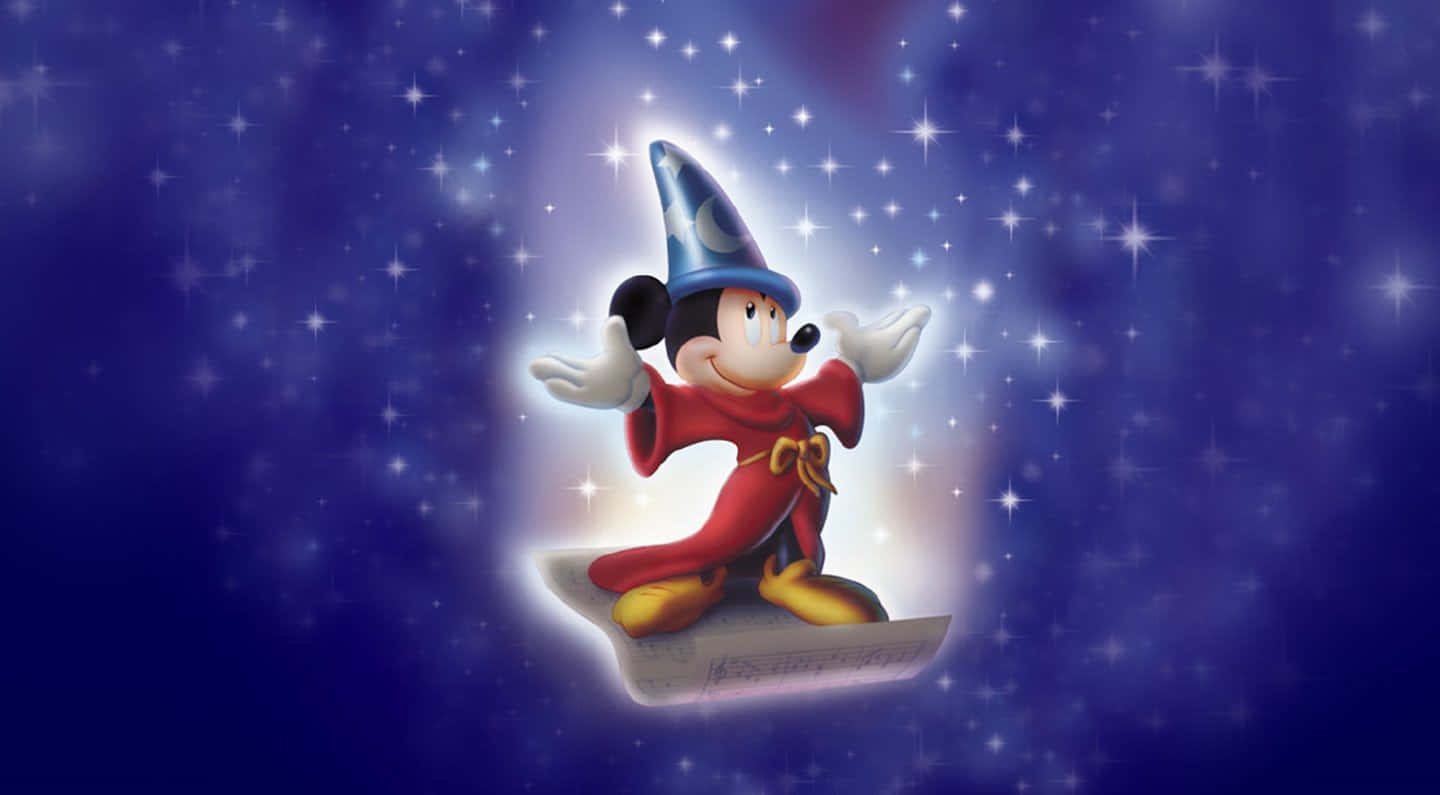 Sorcerer's Apprentice Mickey On Cloud Background