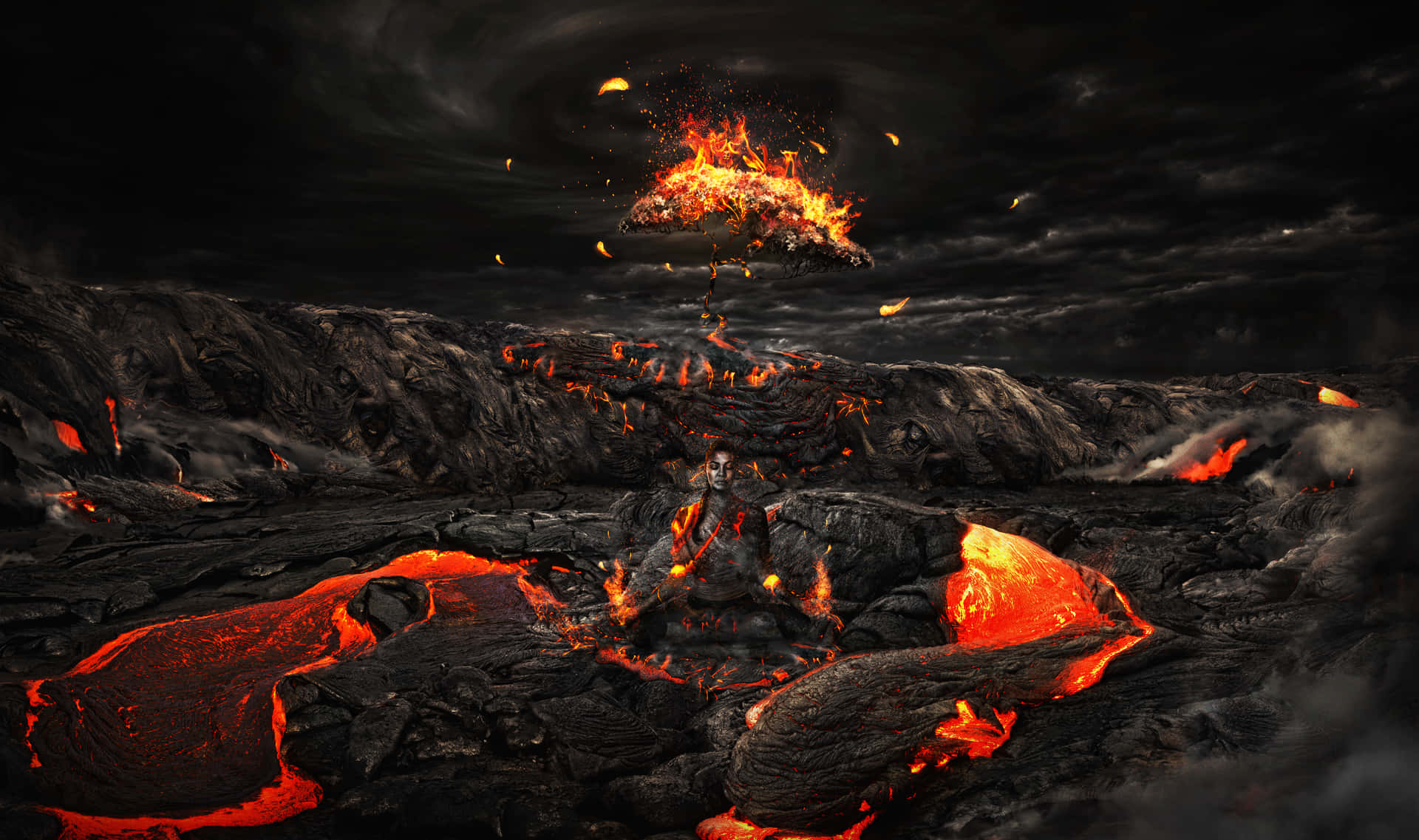 Sordid Fiery Crater Background