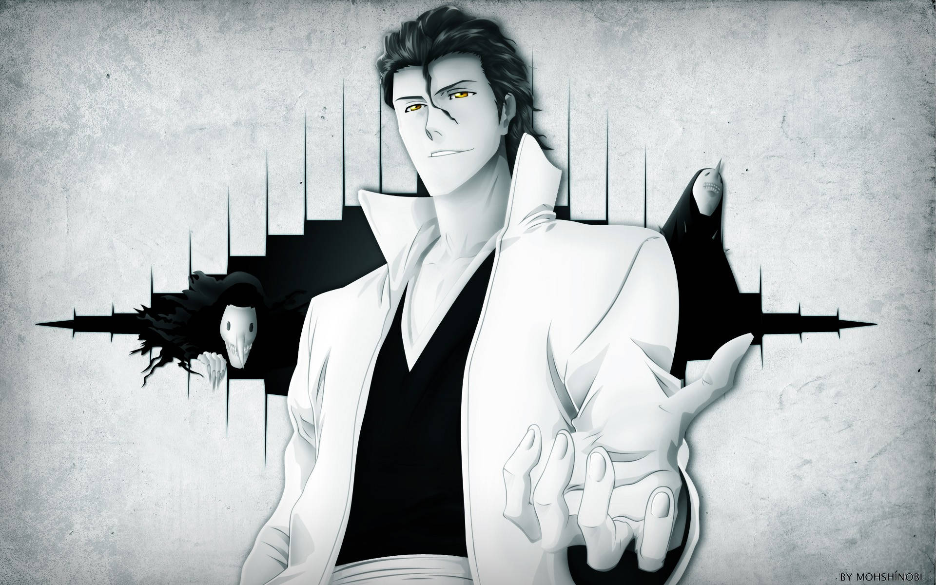 Sosuke Aizen Black And White Hand Background