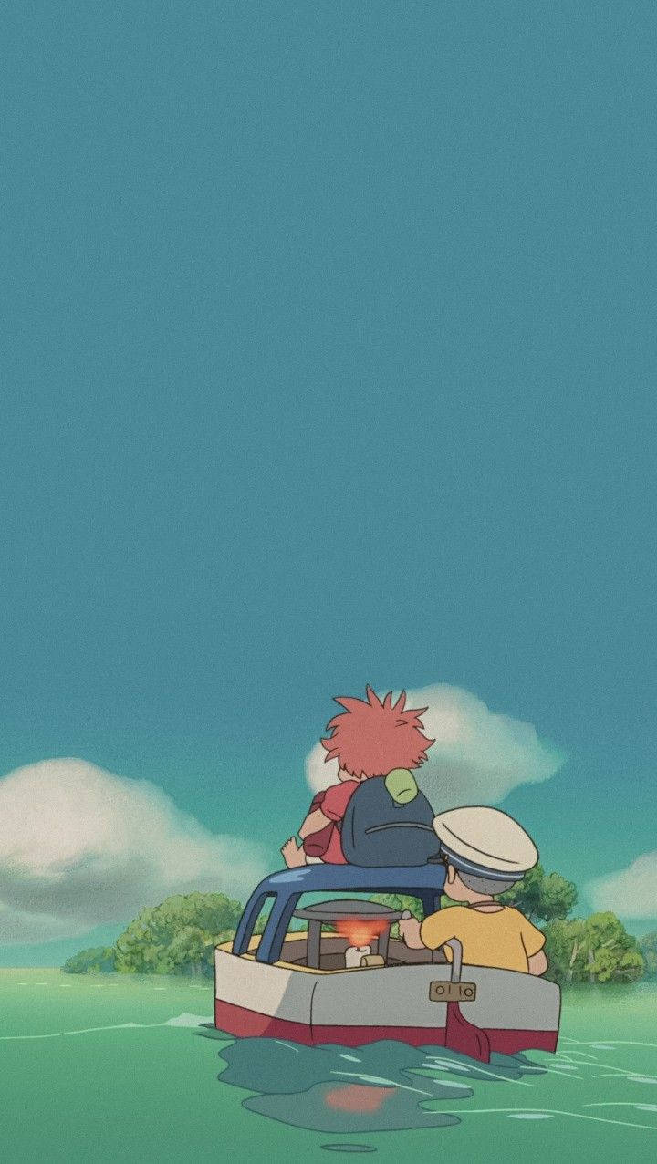 Sosuke And Ponyo In The Boat Background