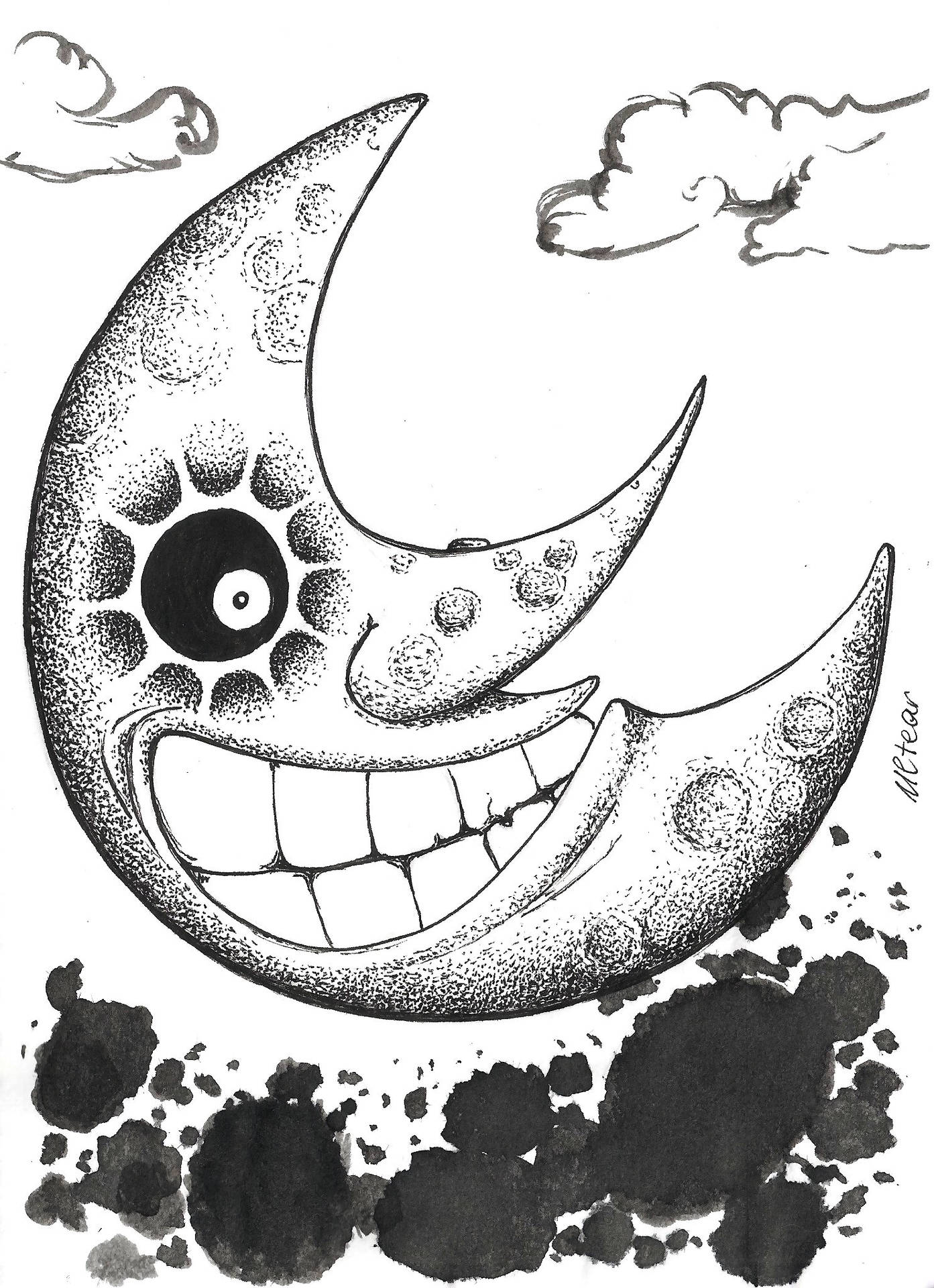 Soul Eater Moon Black And White Background