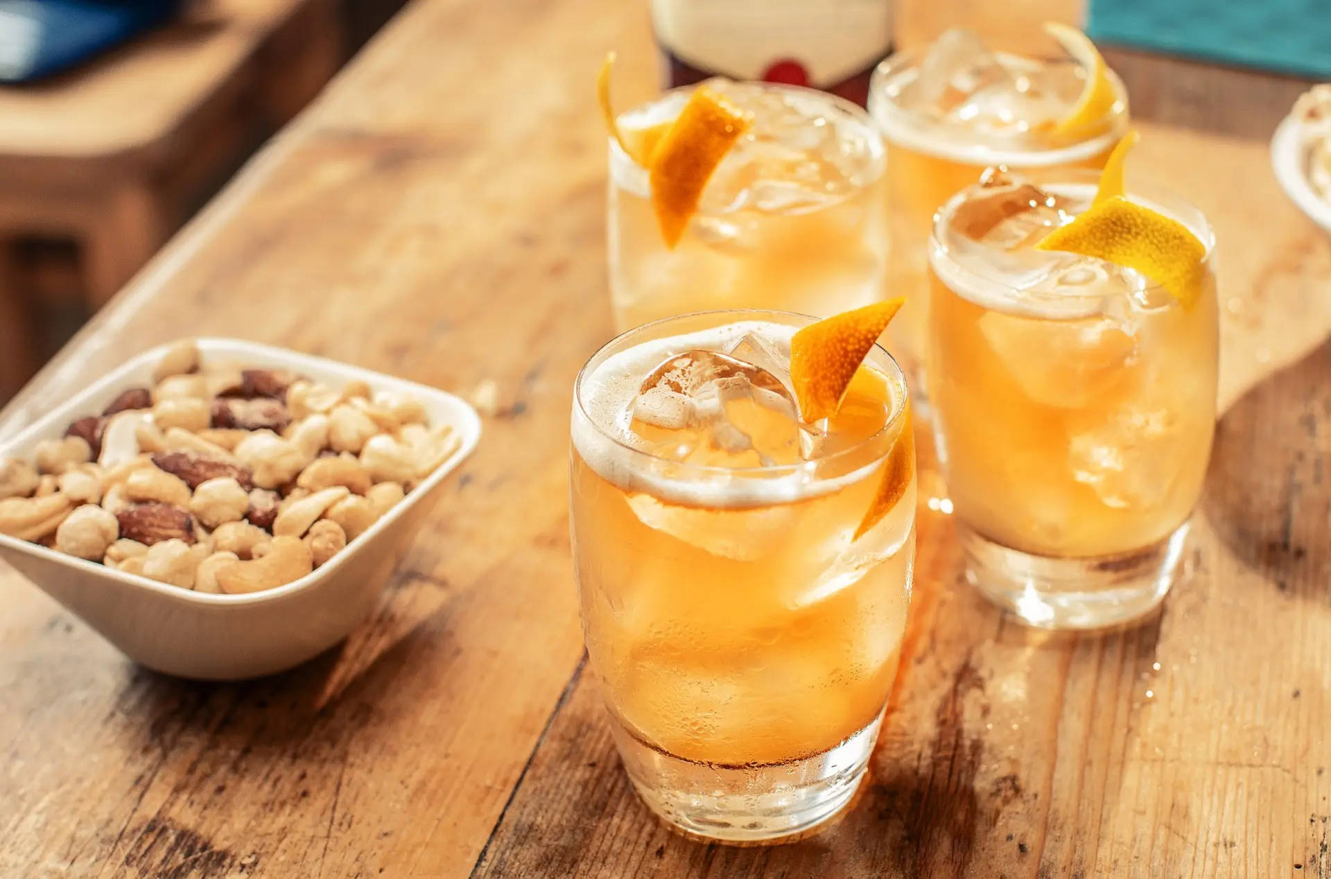 Sour Drinks With Nuts Background