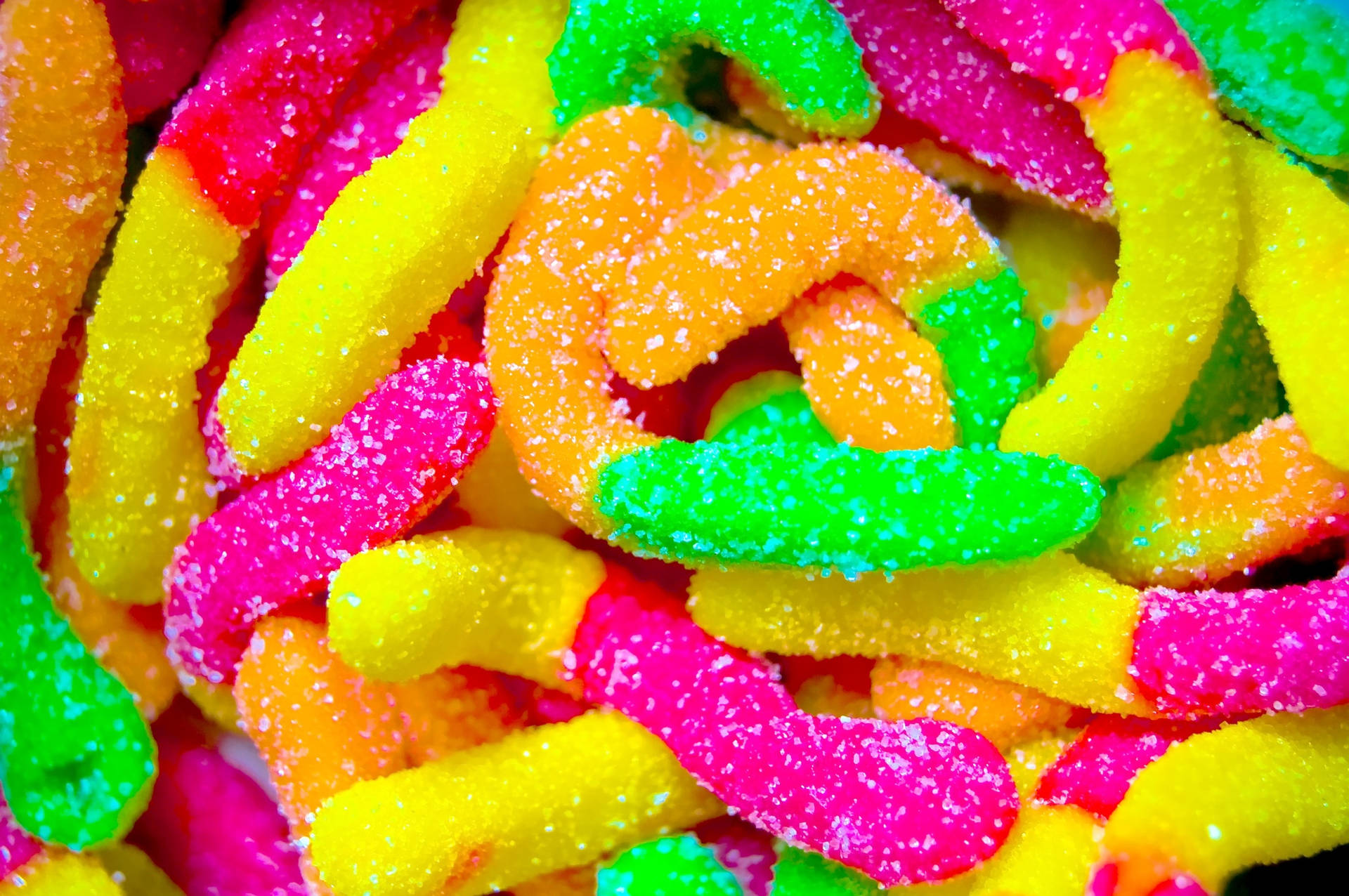 Sour Gummy Worm Candies Background