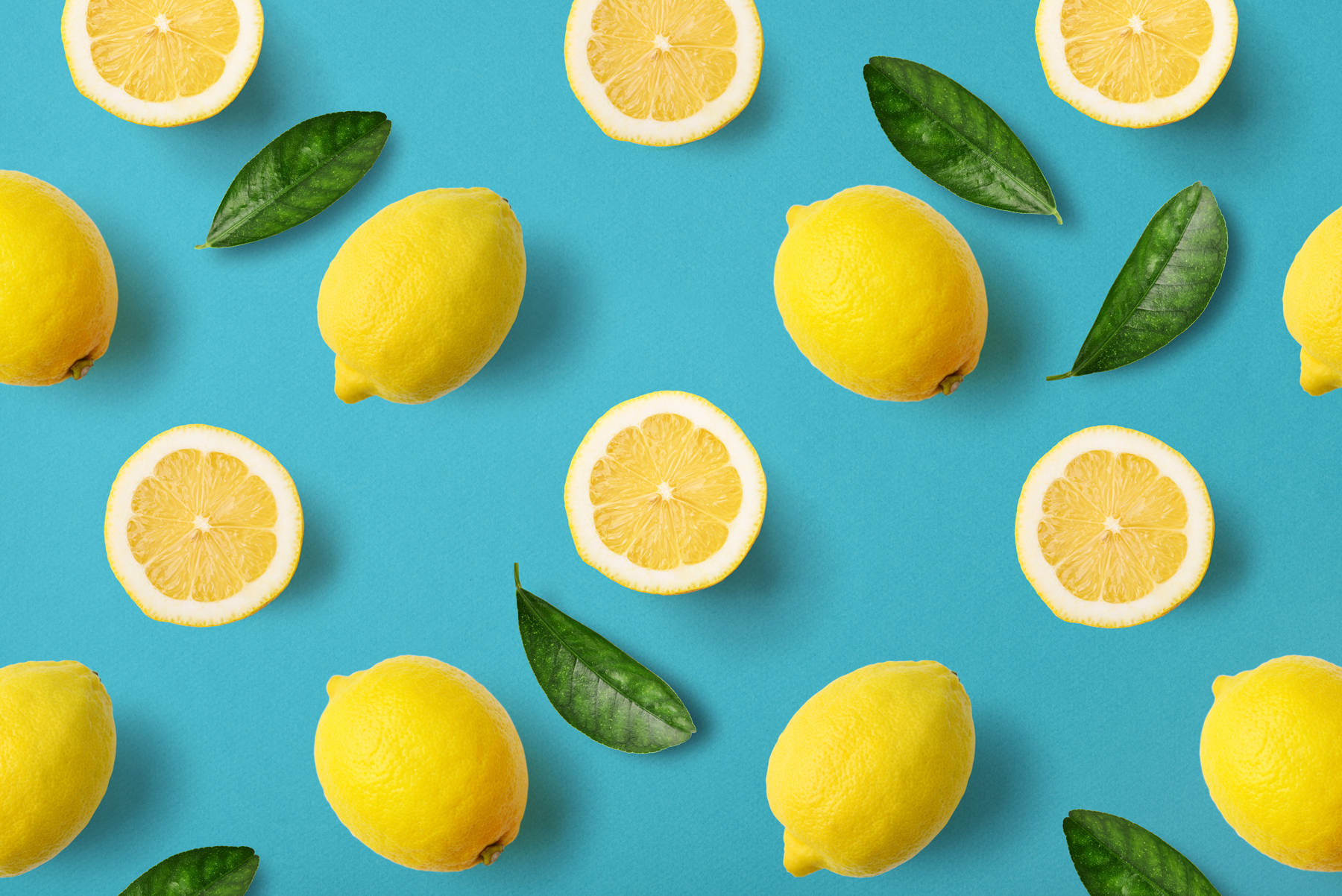 Sour Lemons On Blue Background