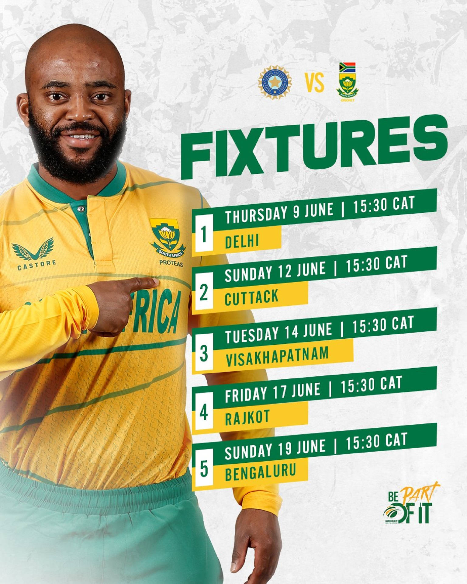 South Africa Cricket Game Schedule Poster