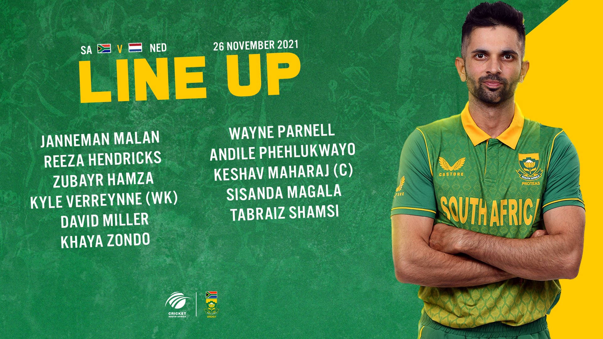 South Africa Cricket Lineup Banner Background