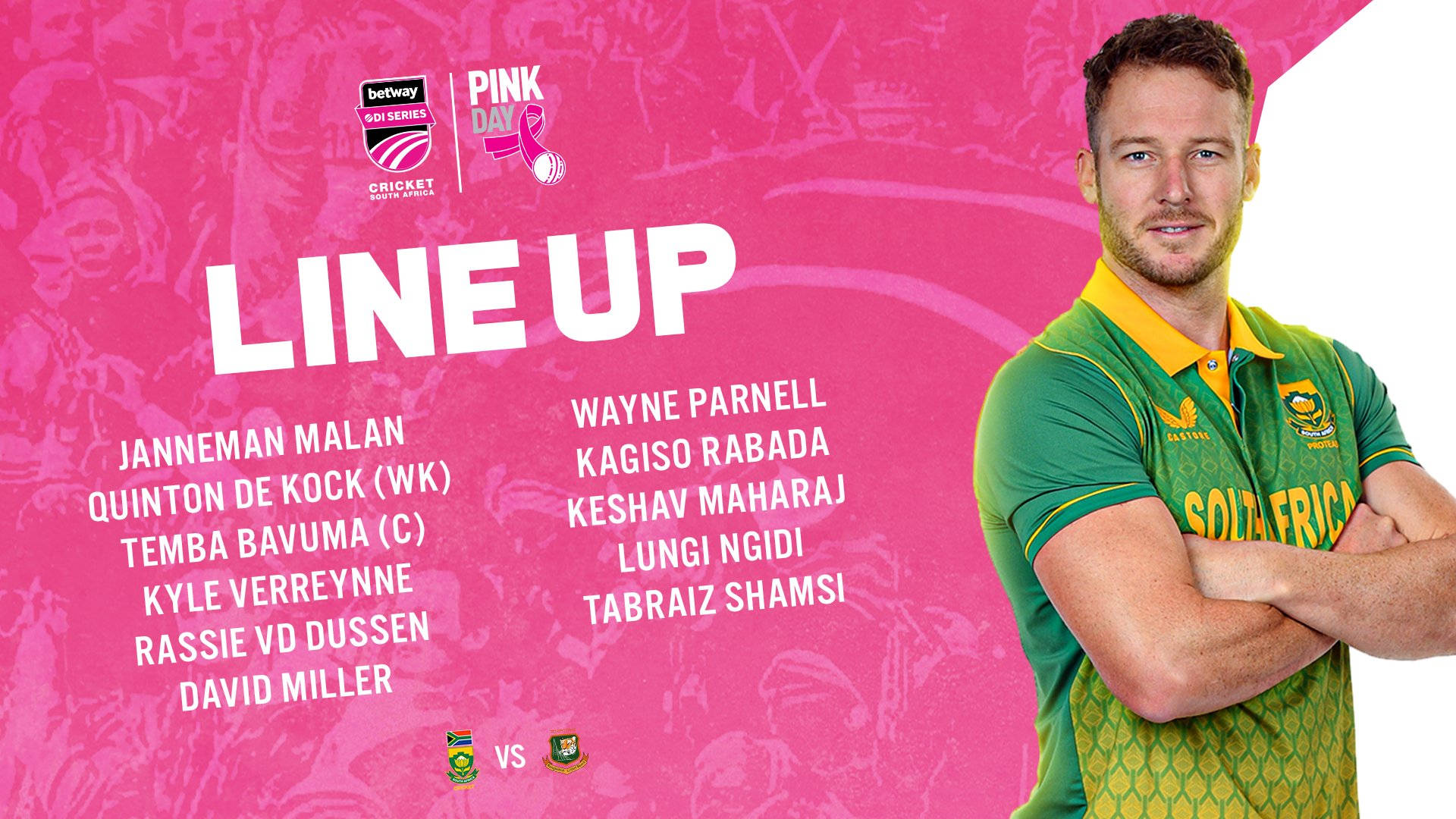 South Africa Cricket Pink Lineup Banner Background