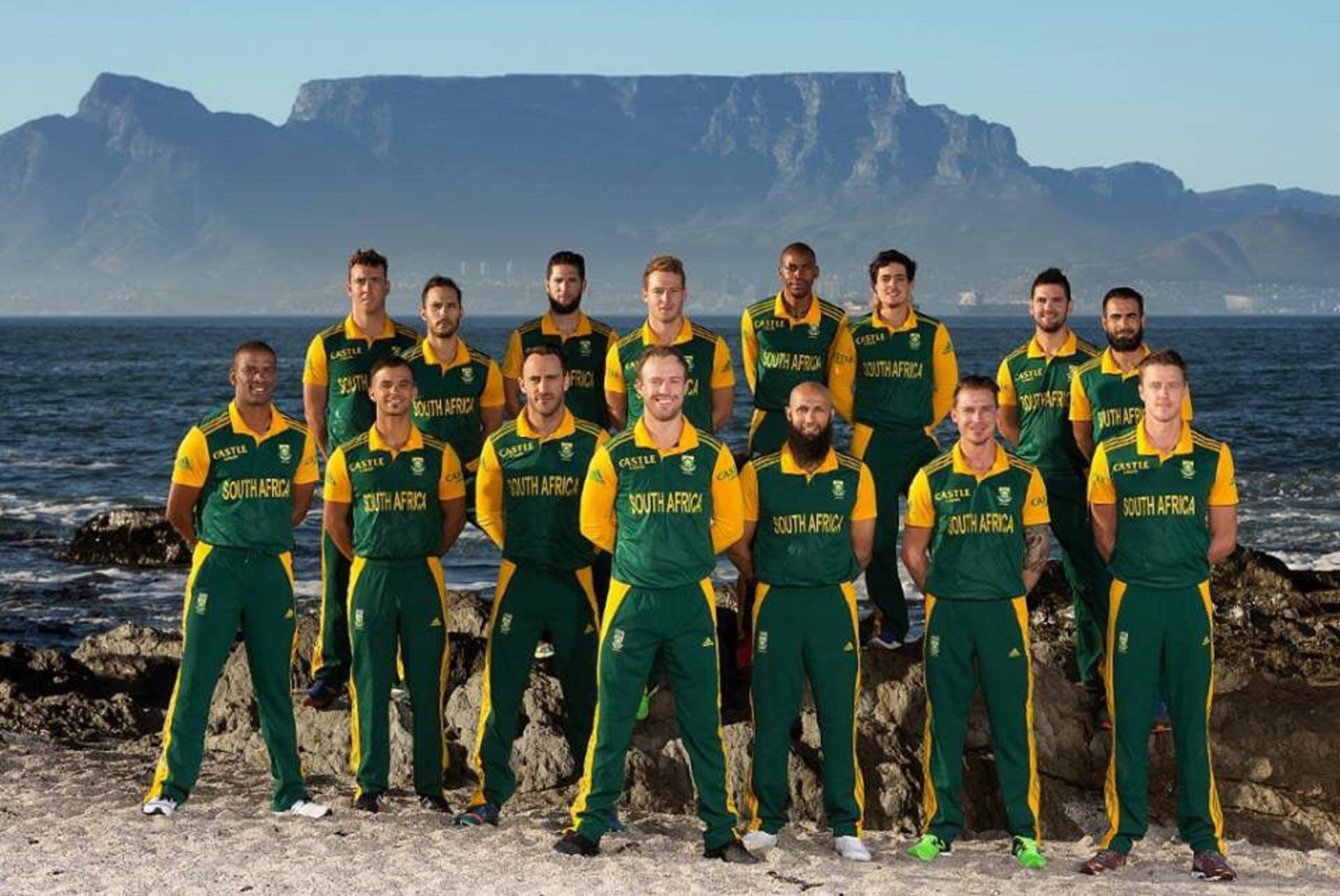 South Africa Cricket Squad In Mountain Background