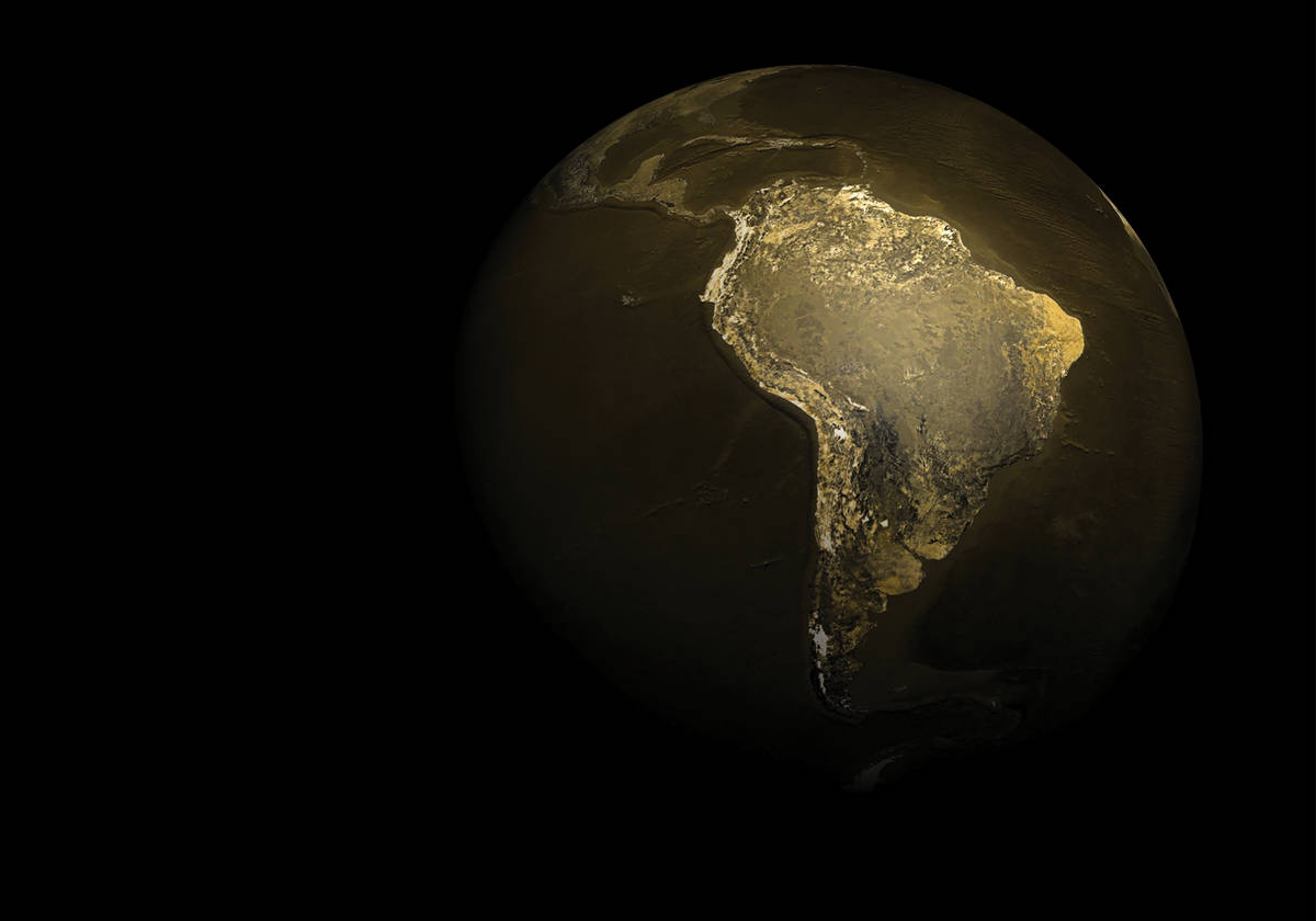 South America Continent At Night Background