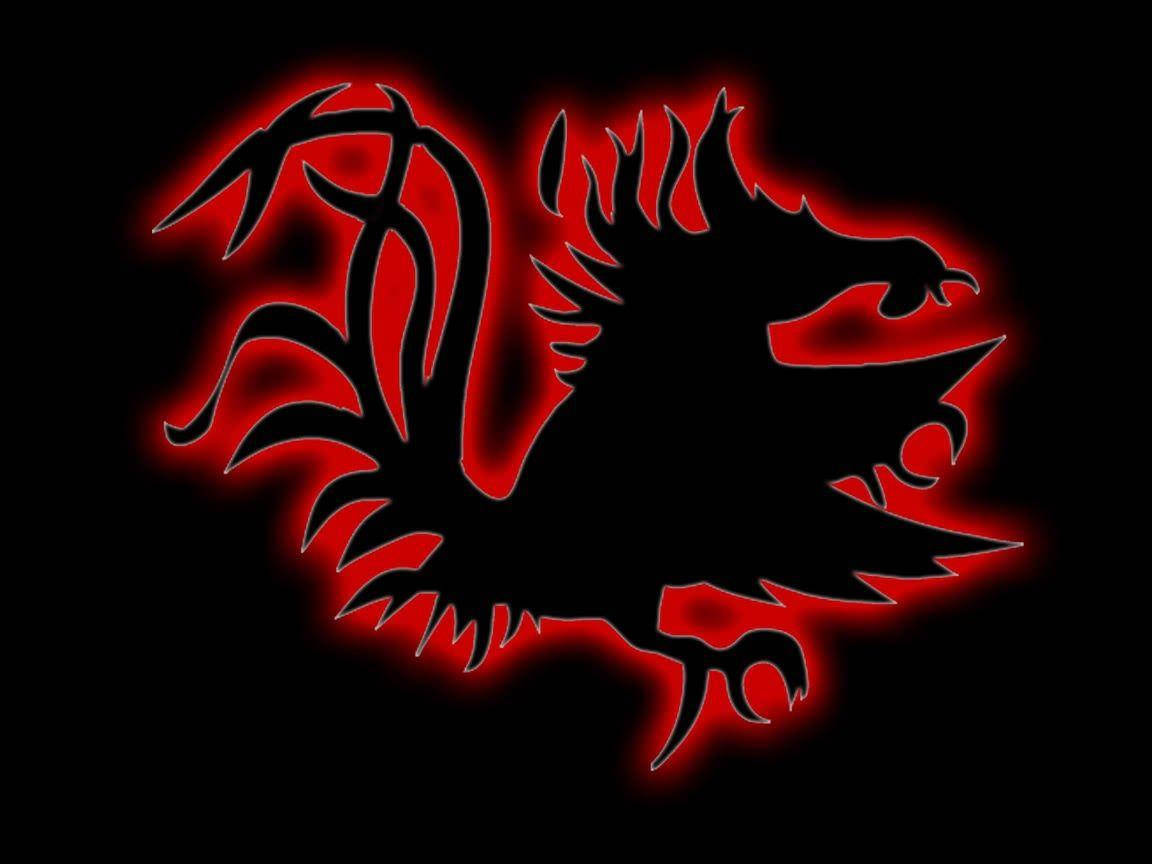 South Carolina Gamecocks Black Logo Glowing Red