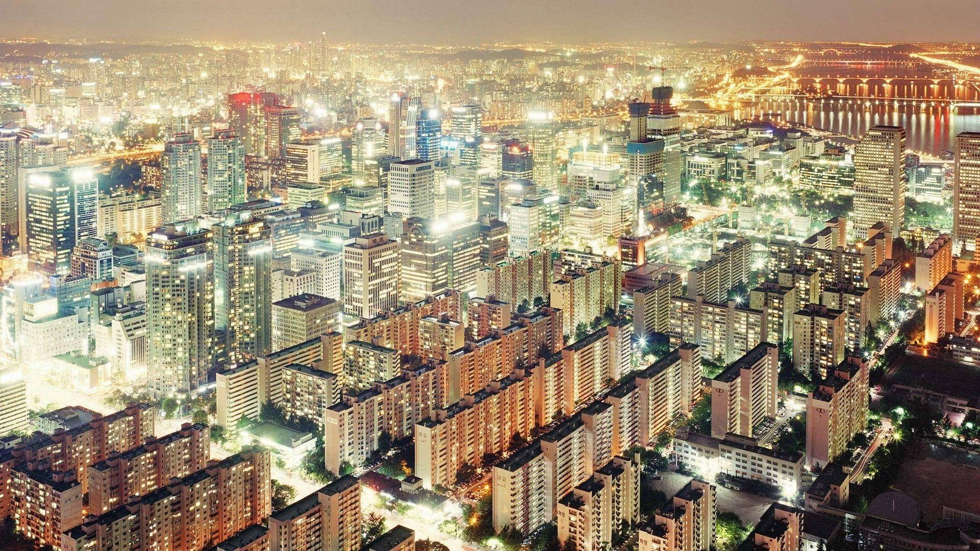 South Korea Bright Lights Background