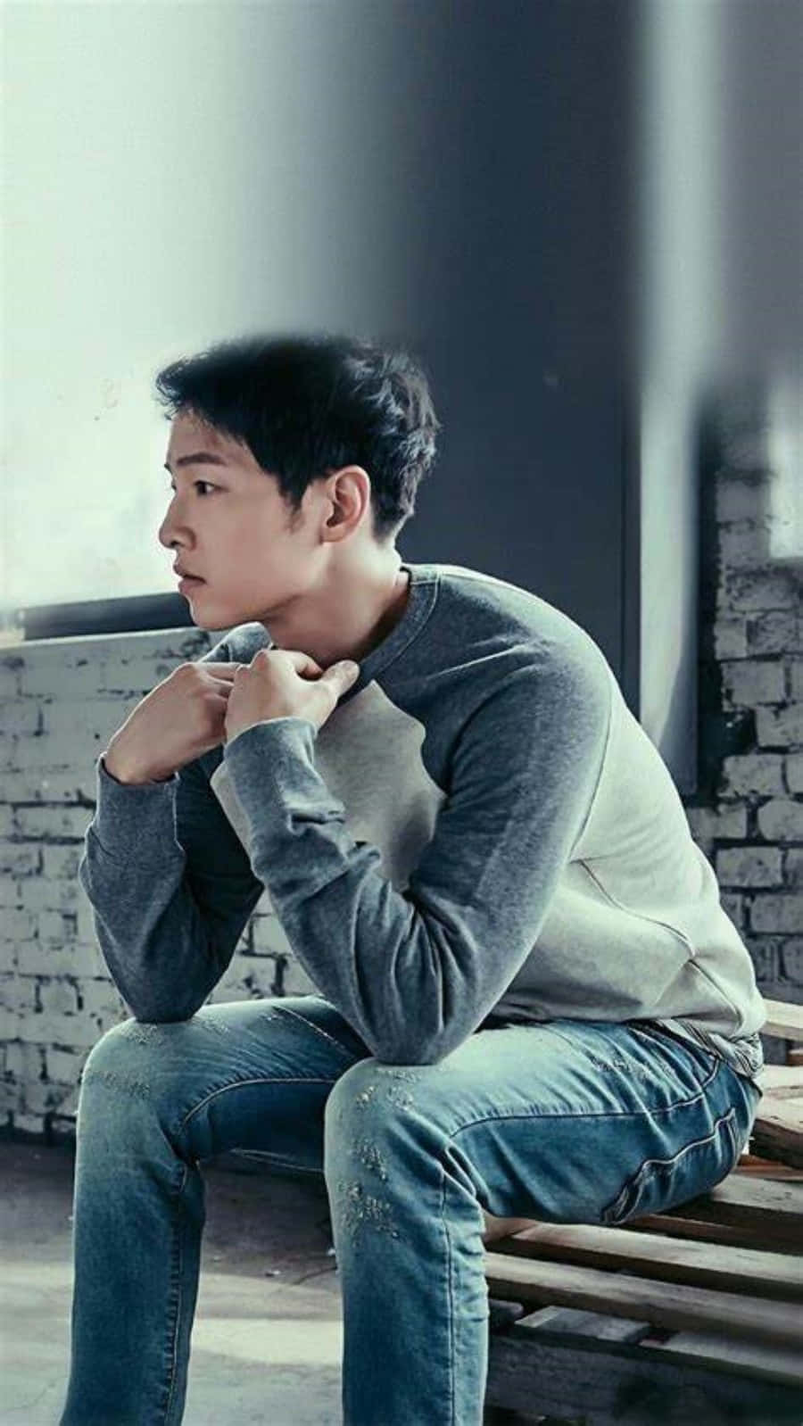 South Korean Actor Song Joong Ki In Casual Style Background