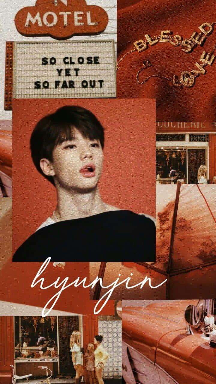 South Korean Rapper Hyunjin Dark Orange Theme Background