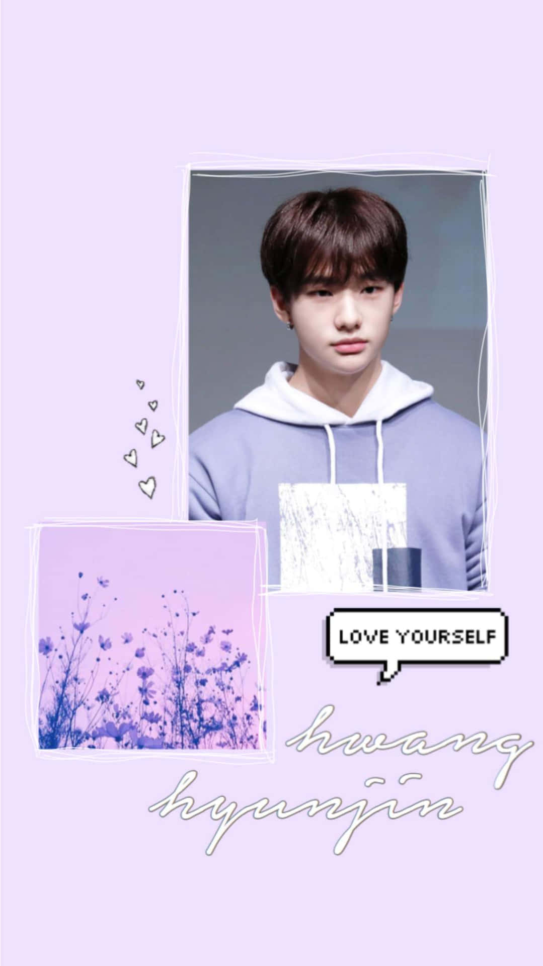 South Korean Rapper Hyunjin Lilac Aesthetic Background